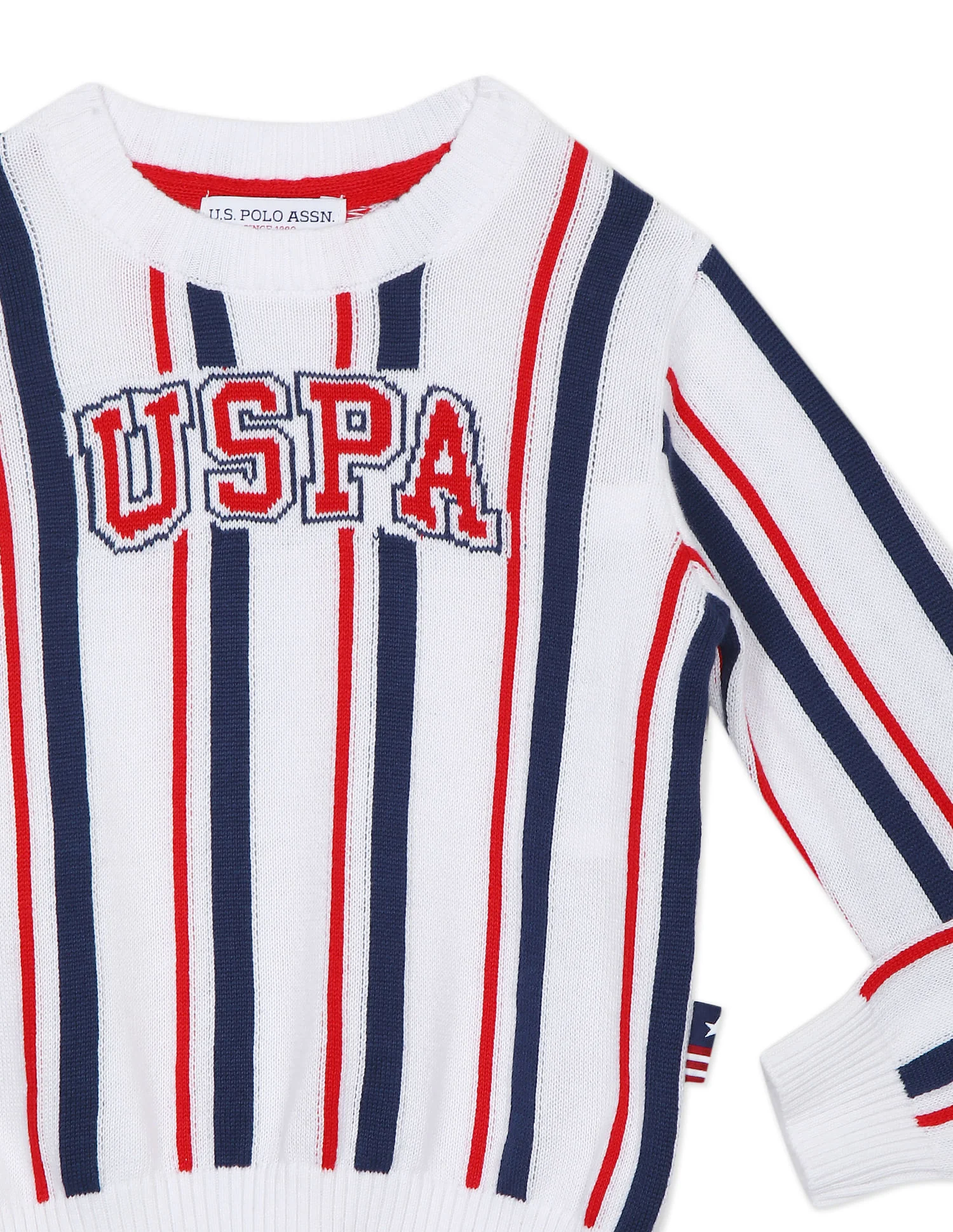White Crew Neck Striped Sweater - Image 4