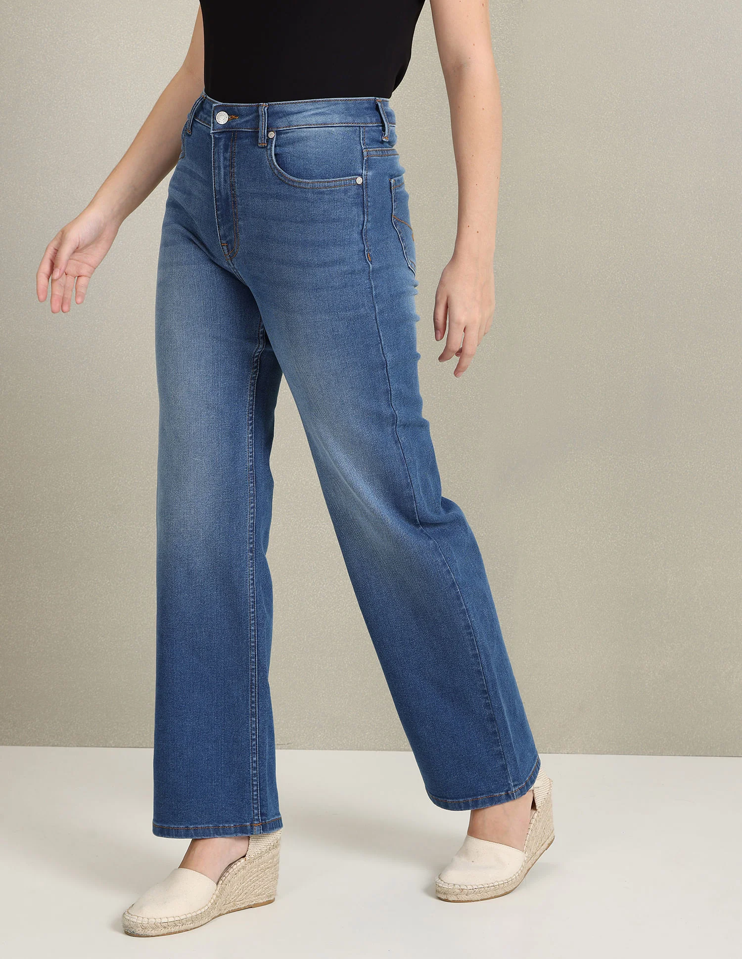 Wide Leg Stone Wash Jeans - Image 5