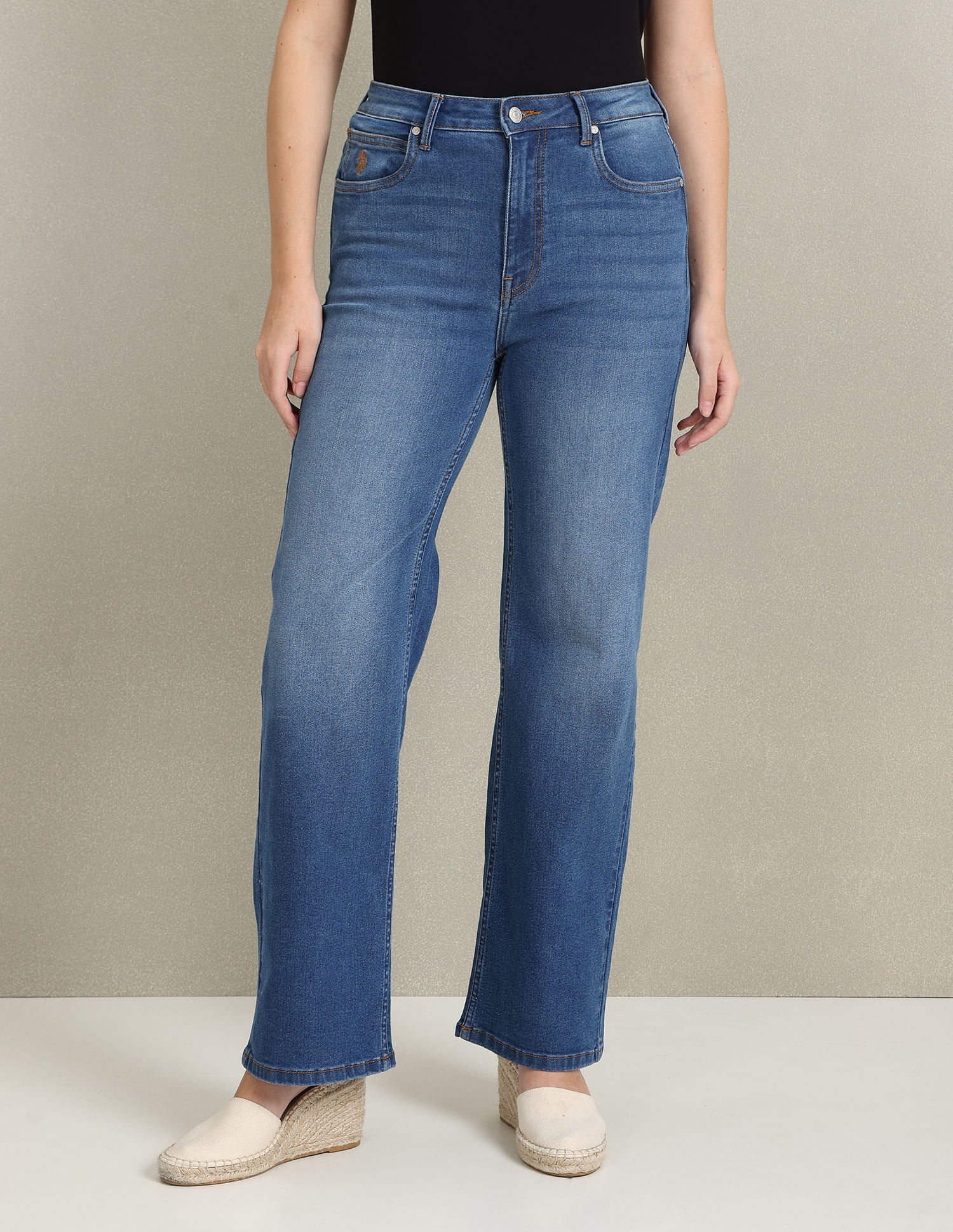 Wide Leg Stone Wash Jeans - Image 7