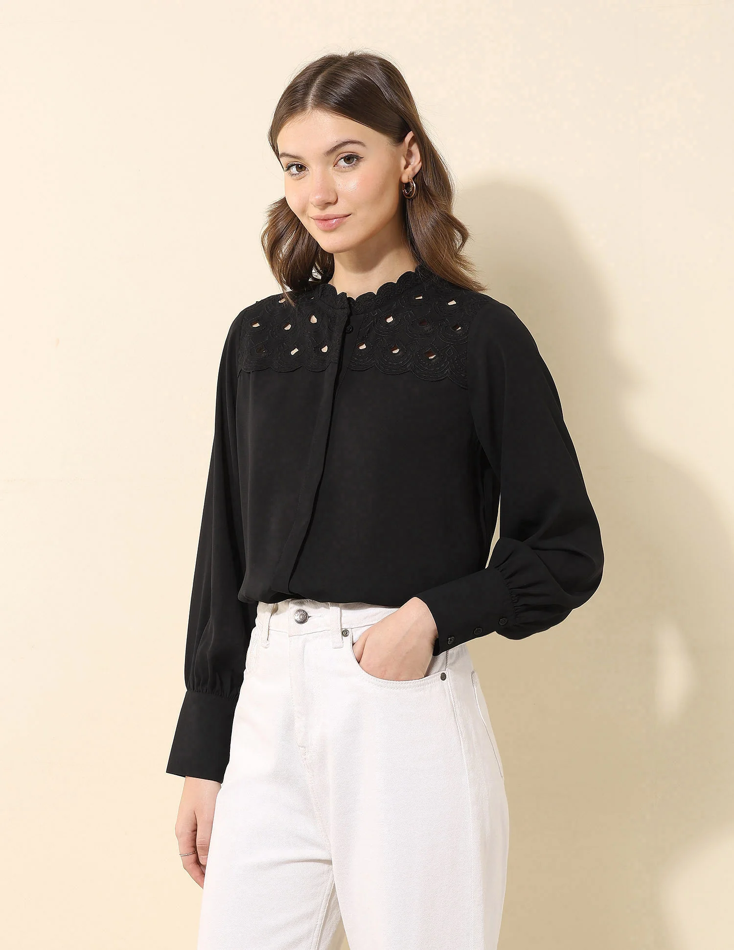 Embroidered Yoke Top - Image 4