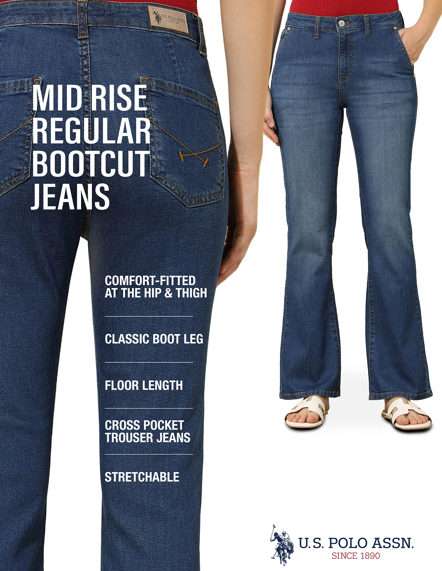 Mid Rise Bootcut Jeans - Image 9