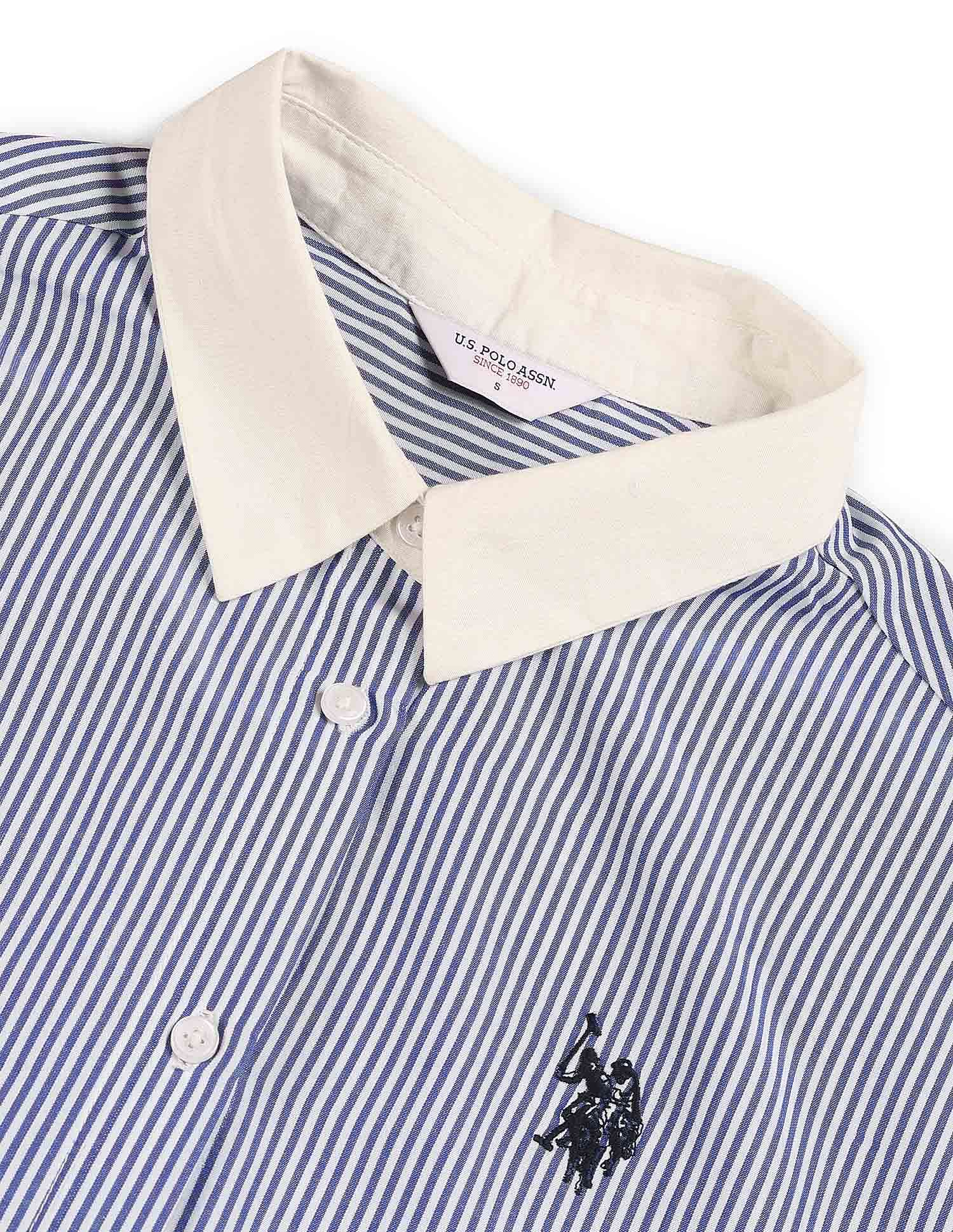 Vertical Striped Cropped Shirt - Image 8