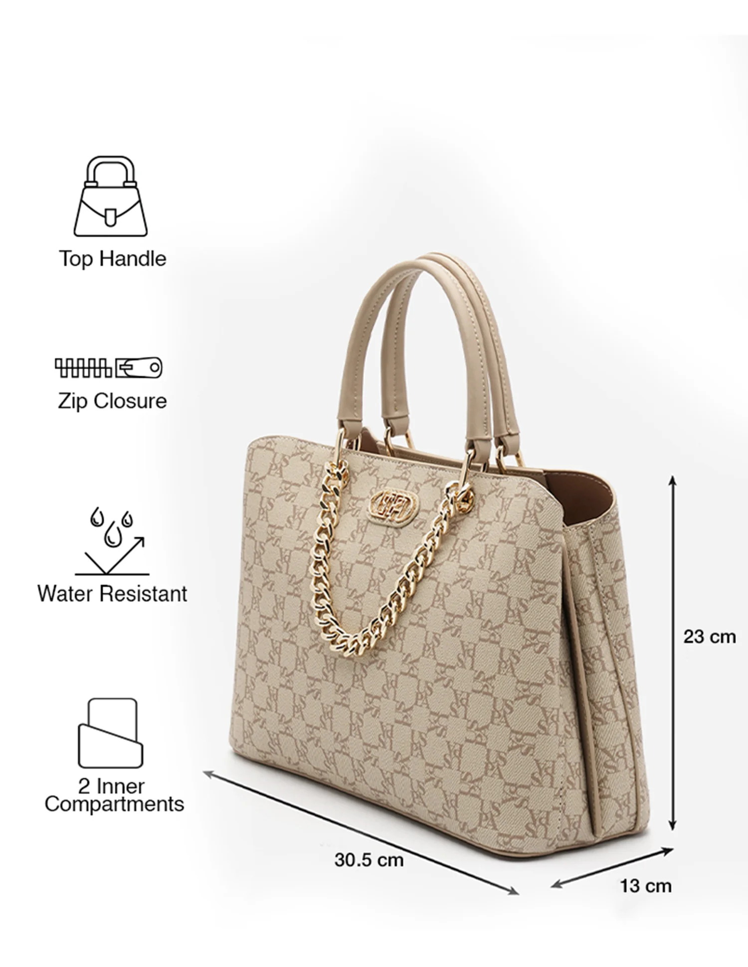 Zoe Monogram Satchel Bag - Image 3