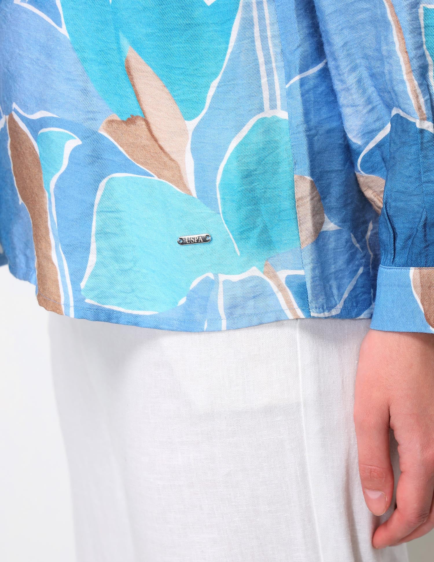 Abstract Printed V-Neck Collar Shirt - Image 9