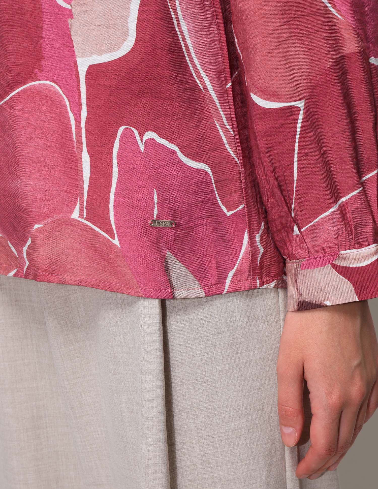 Abstract Printed V-Neck Collar Shirt - Image 9