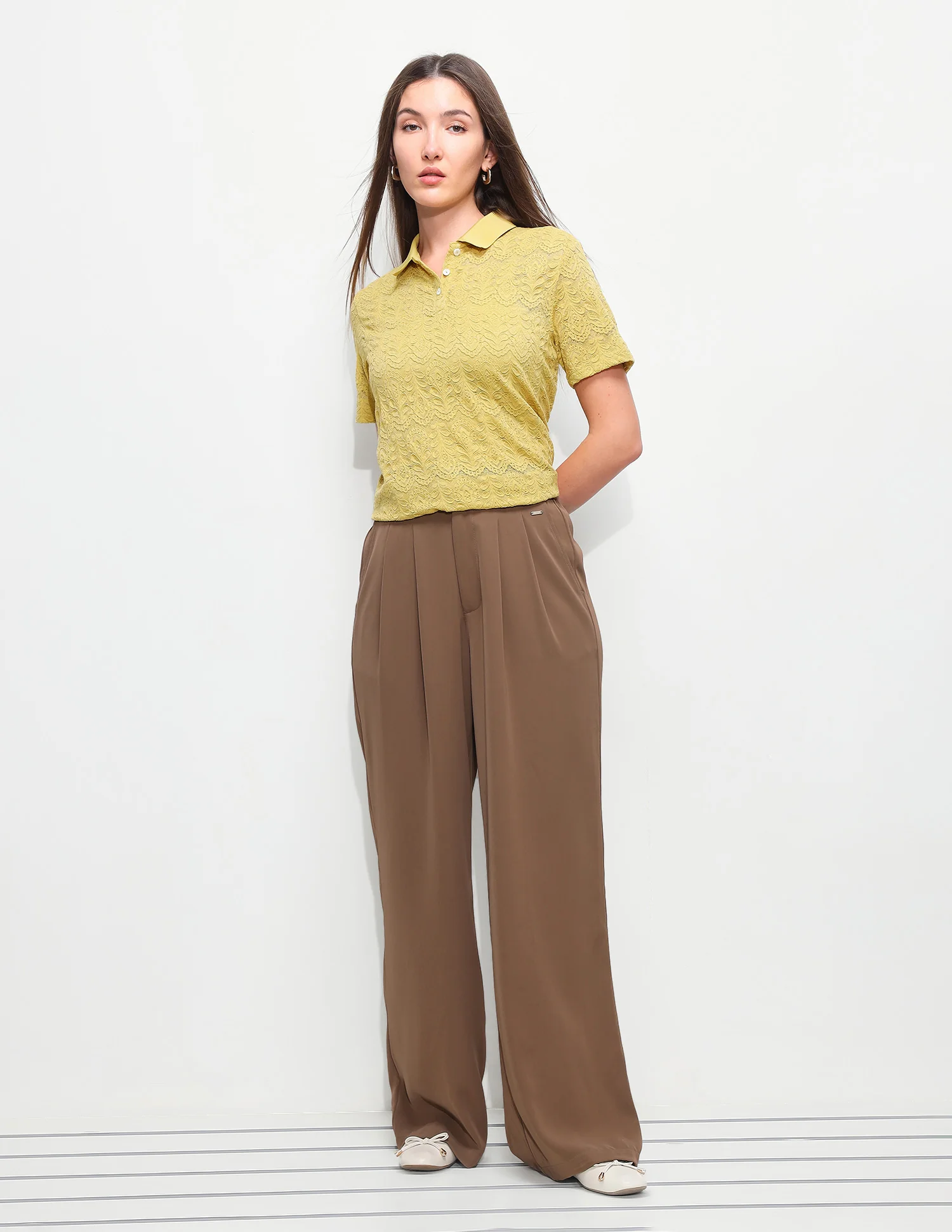 All Over Floral Lace Relaxed Fit Polo Shirt - Image 3