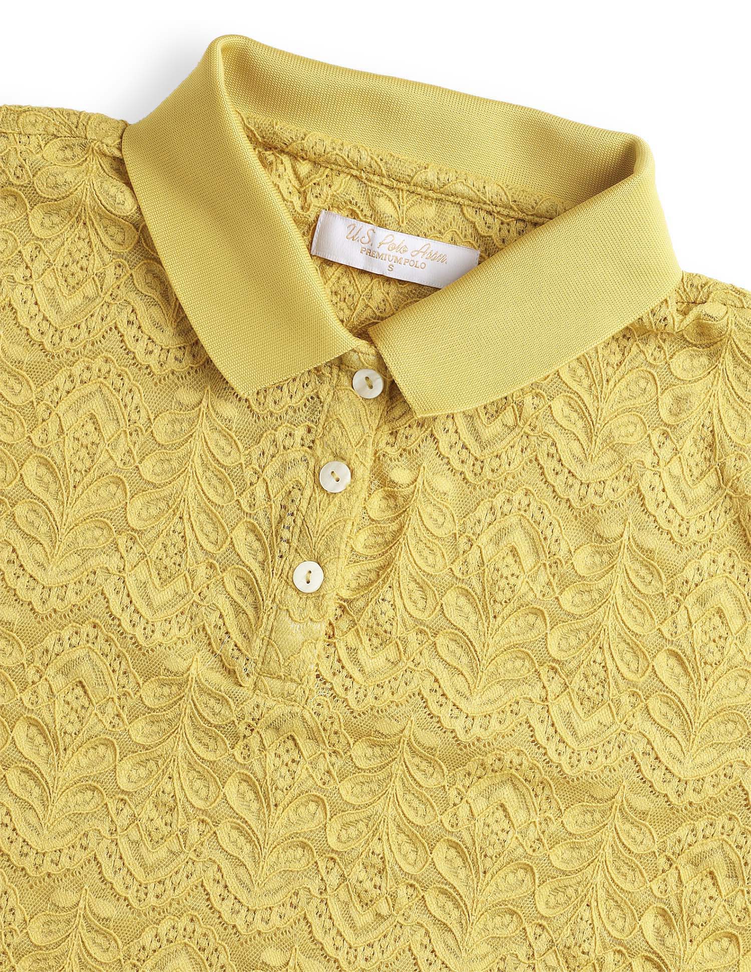 All Over Floral Lace Relaxed Fit Polo Shirt - Image 8