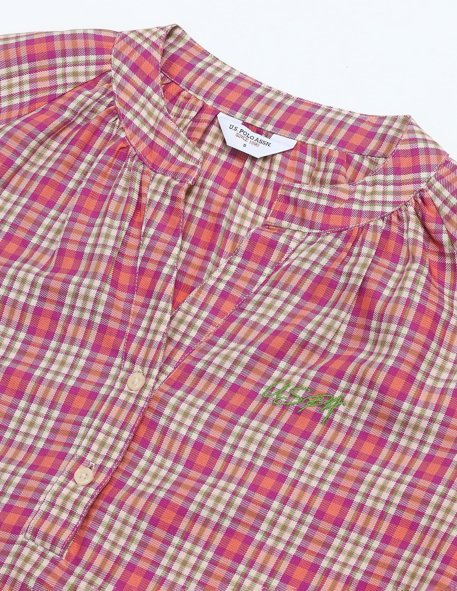 Blouson Sleeve Checked Top - Image 8