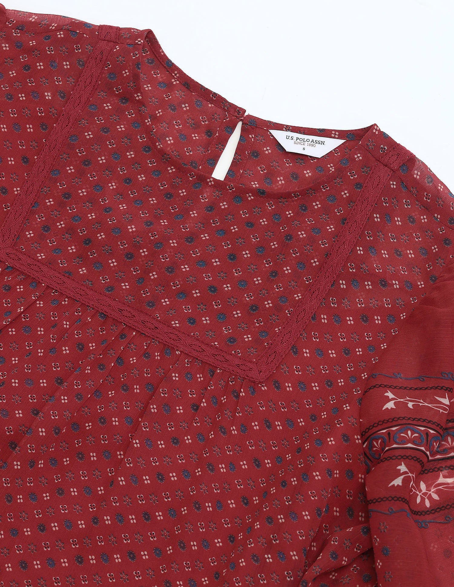 Boho Printed Crinkled Chiffon Top - Image 8