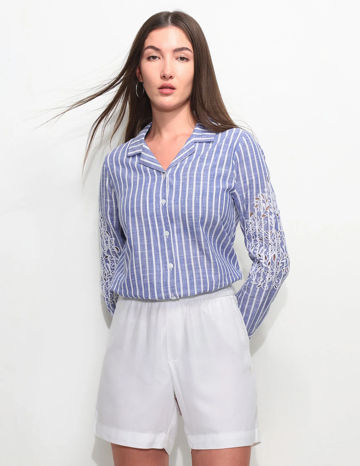 Boxy Cuban Collar Striped Shirt