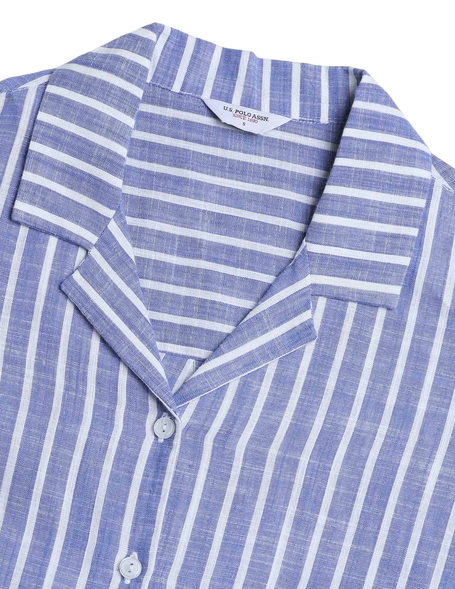Boxy Cuban Collar Striped Shirt - Image 8