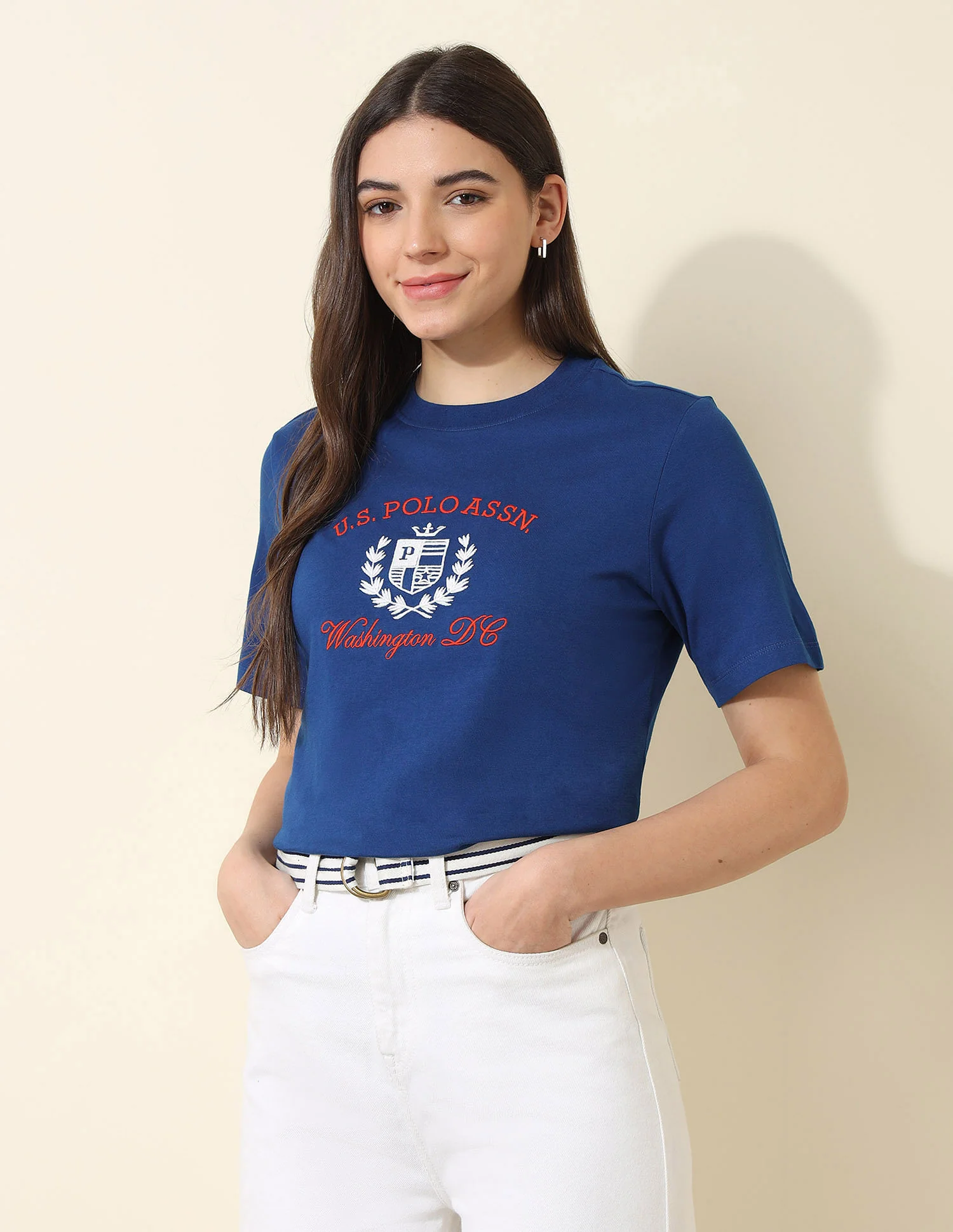 Boxy Fit Brand Embroidered T-Shirt
