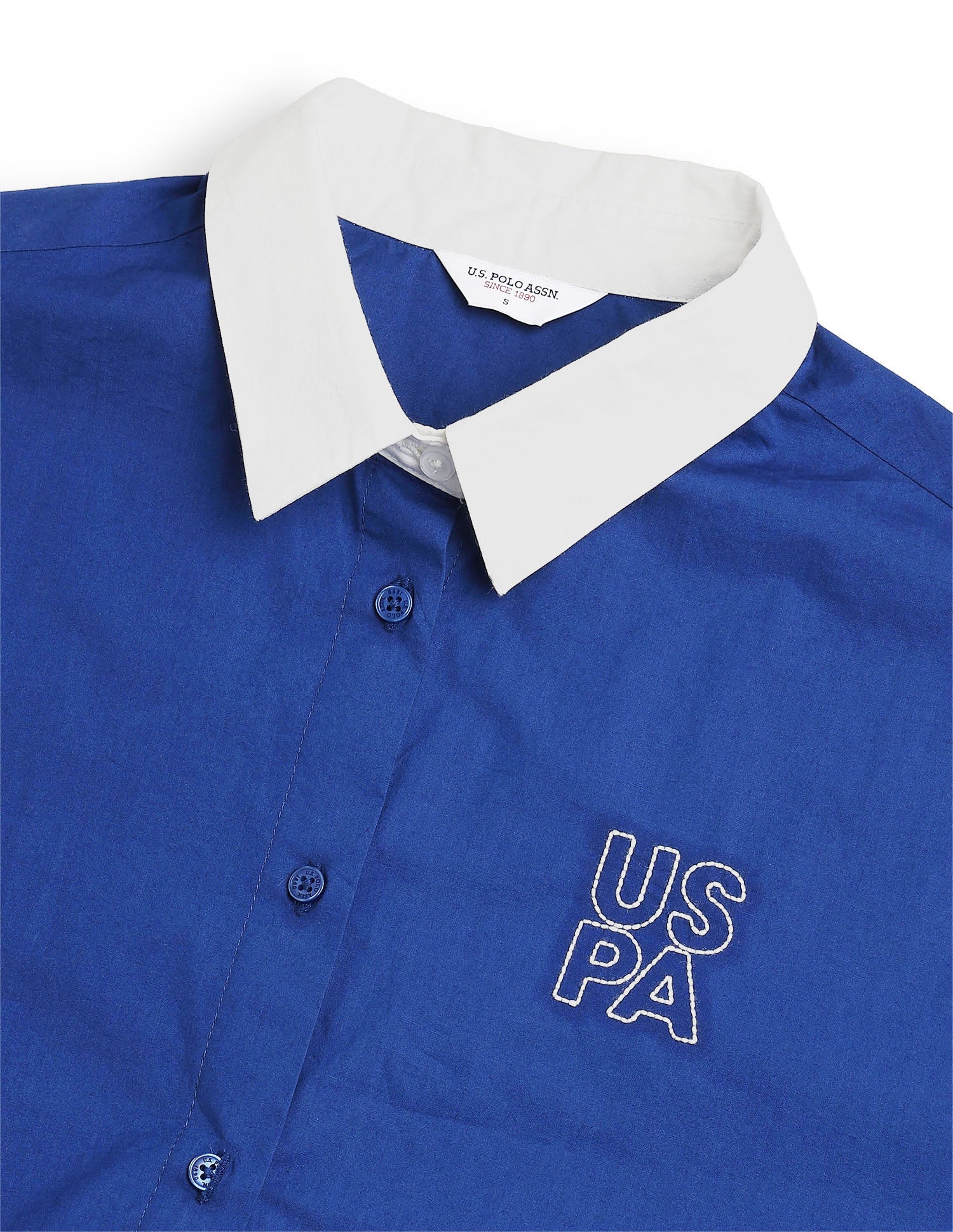 Boxy Fit Contrast Collar Cropped Shirt - Image 8