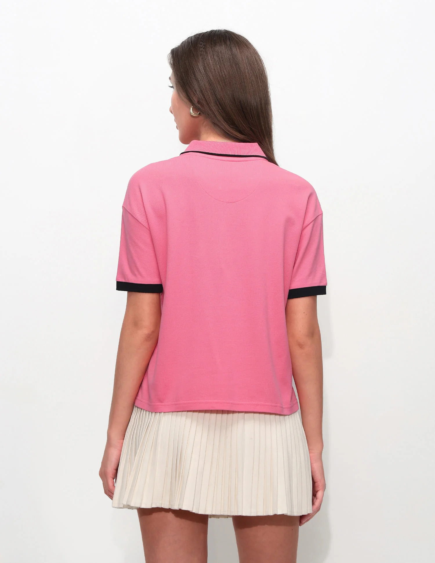 Boxy Fit Cropped Polo Shirt - Image 5