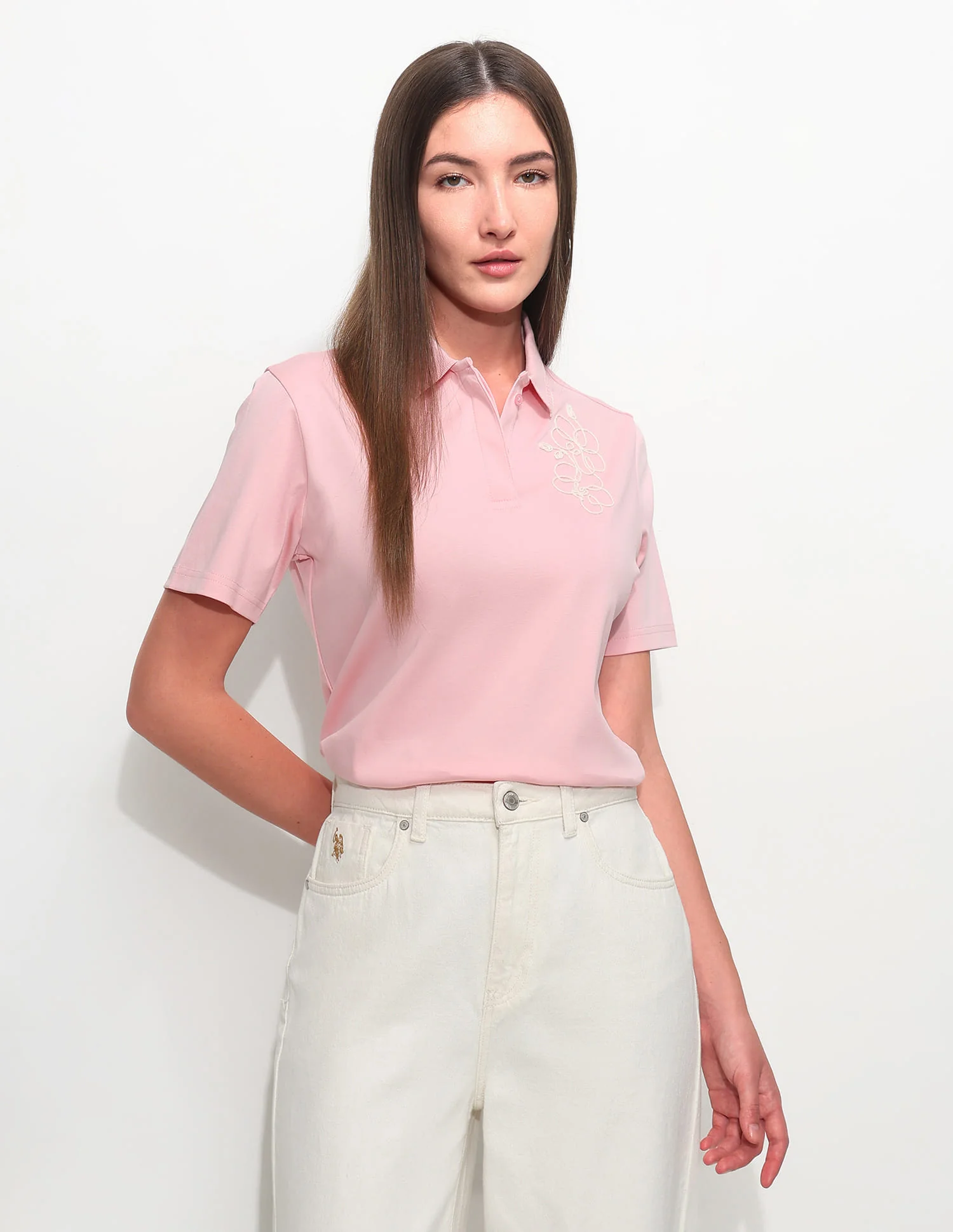 Boxy Fit Floral Embroidered Polo Shirt - Image 6