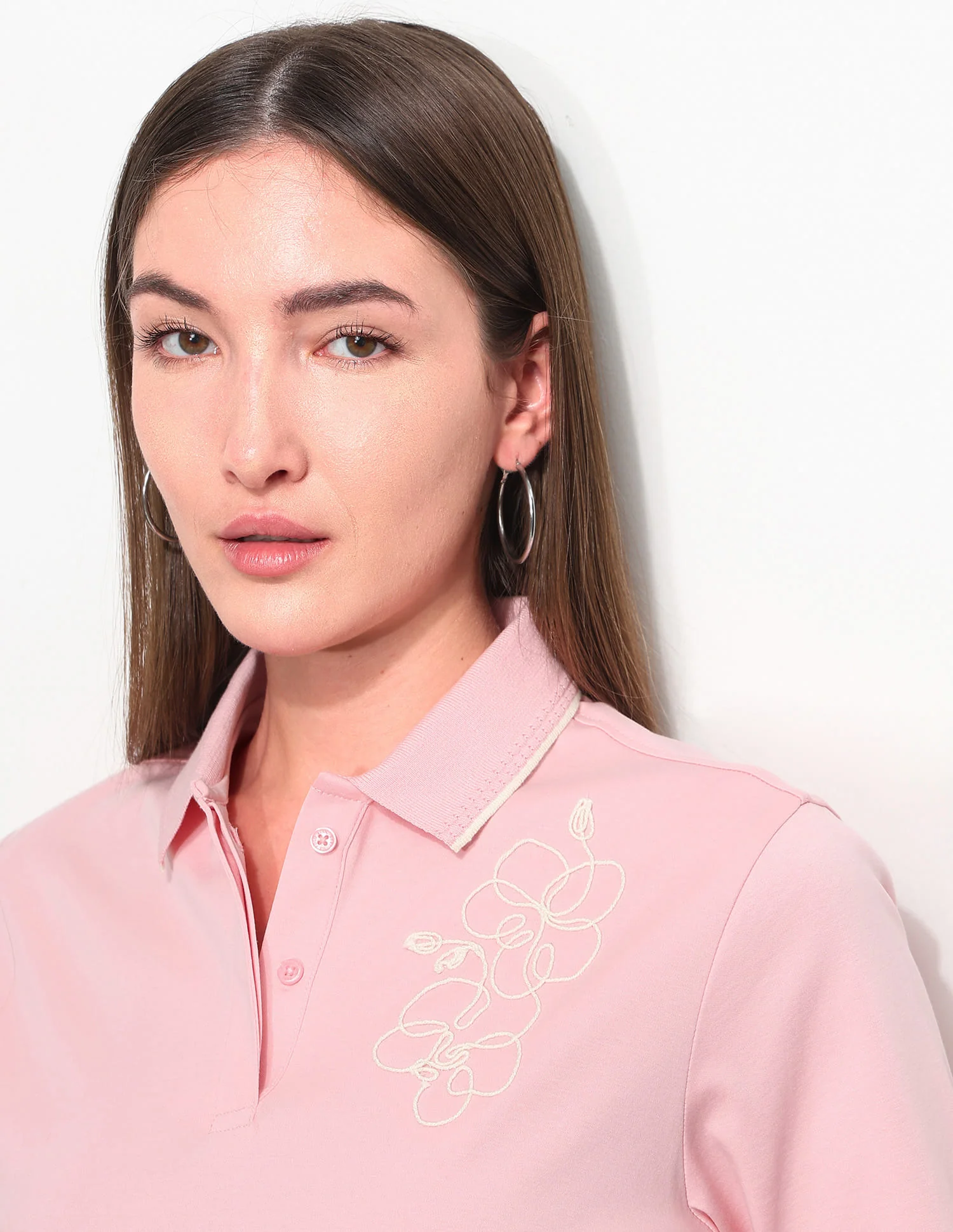 Boxy Fit Floral Embroidered Polo Shirt - Image 7