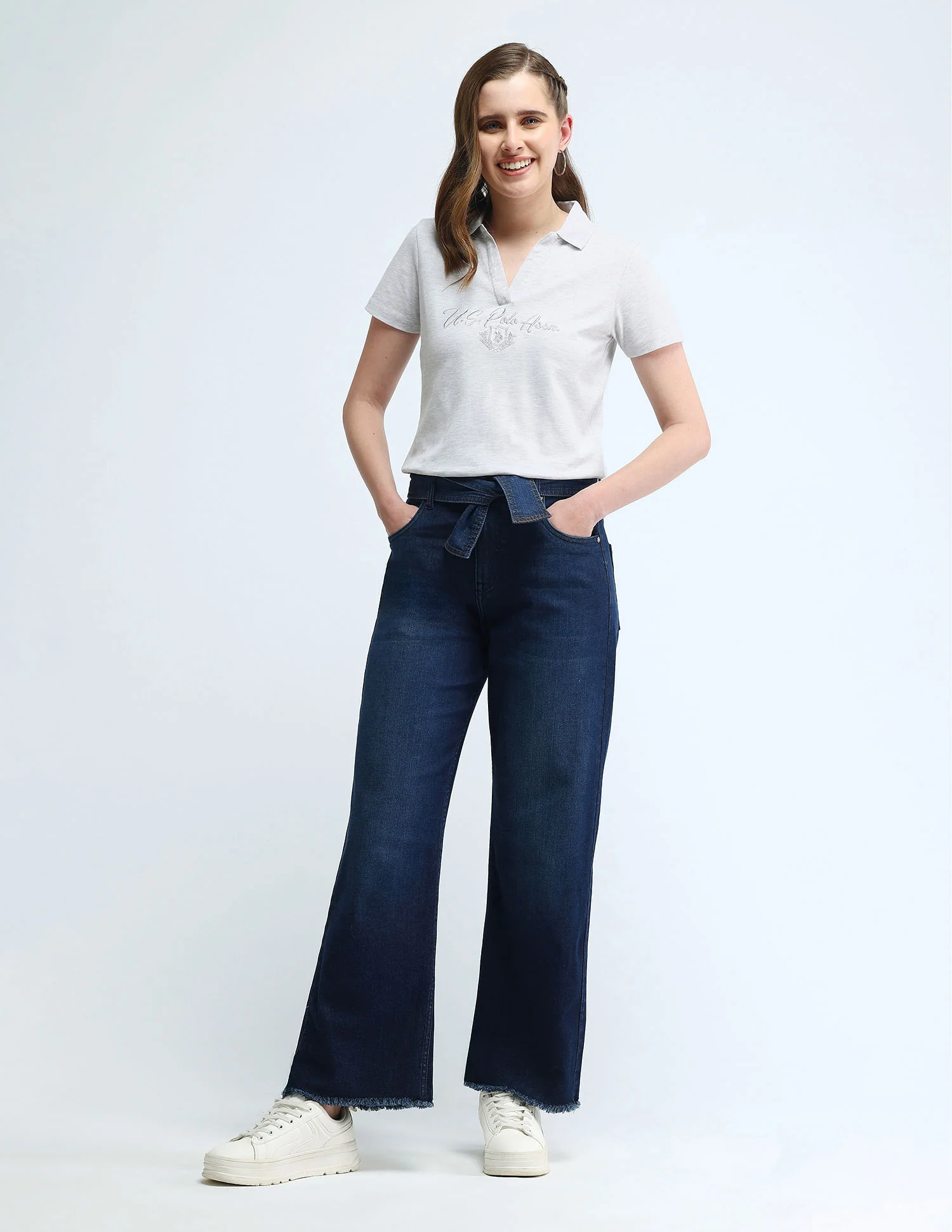 Brand Print Heathered Polo Shirt - Image 3