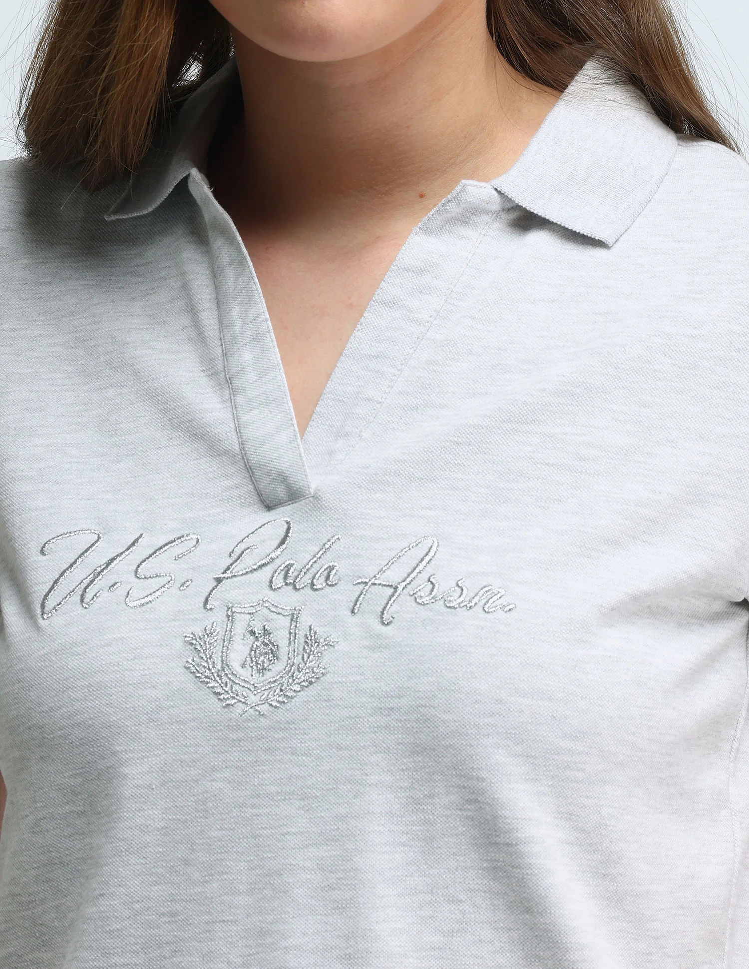 Brand Print Heathered Polo Shirt - Image 7