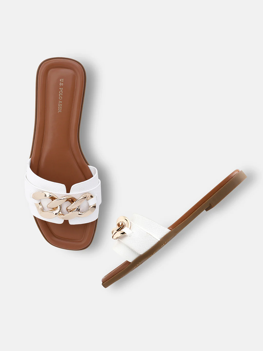 Brevan Open Toe Gold Hardware Sandals - Image 2