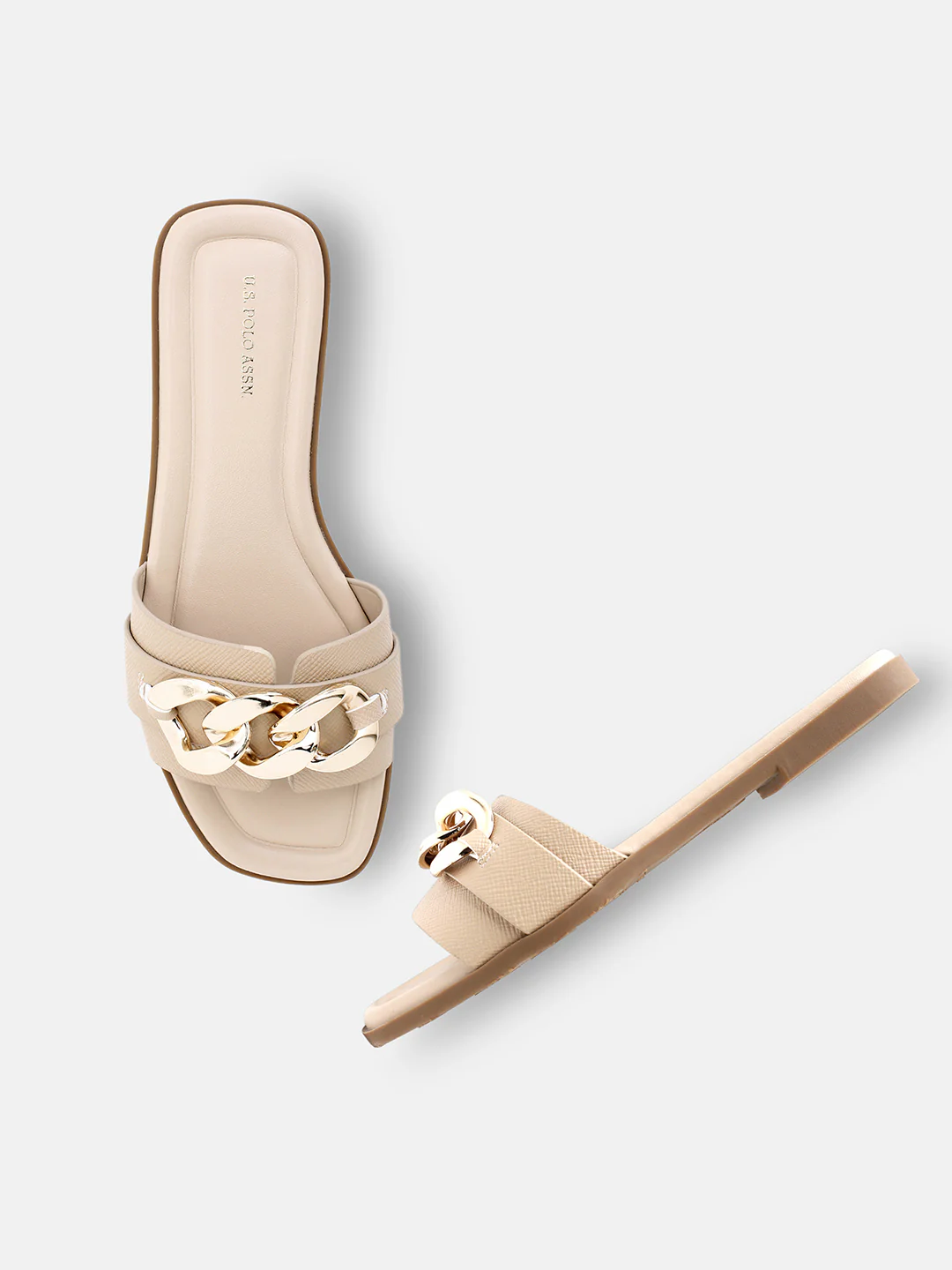 Brevan Open Toe Gold Hardware Sandals - Image 2