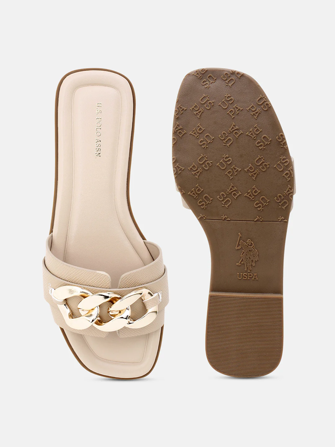 Brevan Open Toe Gold Hardware Sandals - Image 7