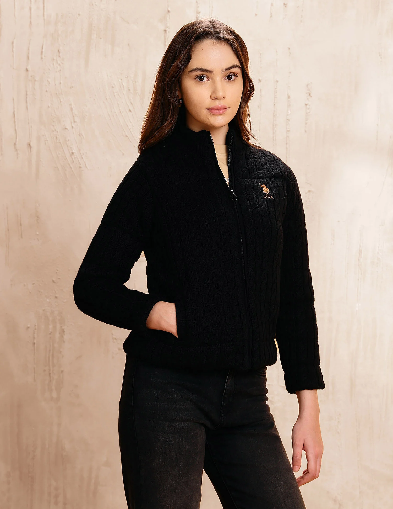 Cable Knit Regular Fit Jacket - Image 4