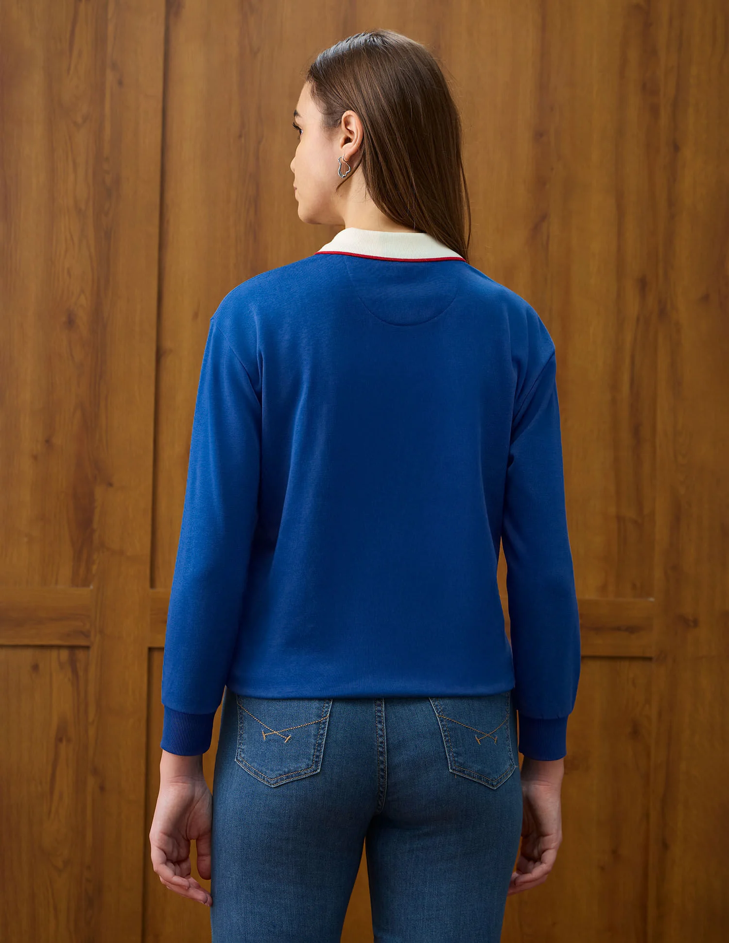 Colourblocked Regular Fit Polo Collar Sweater - Image 5