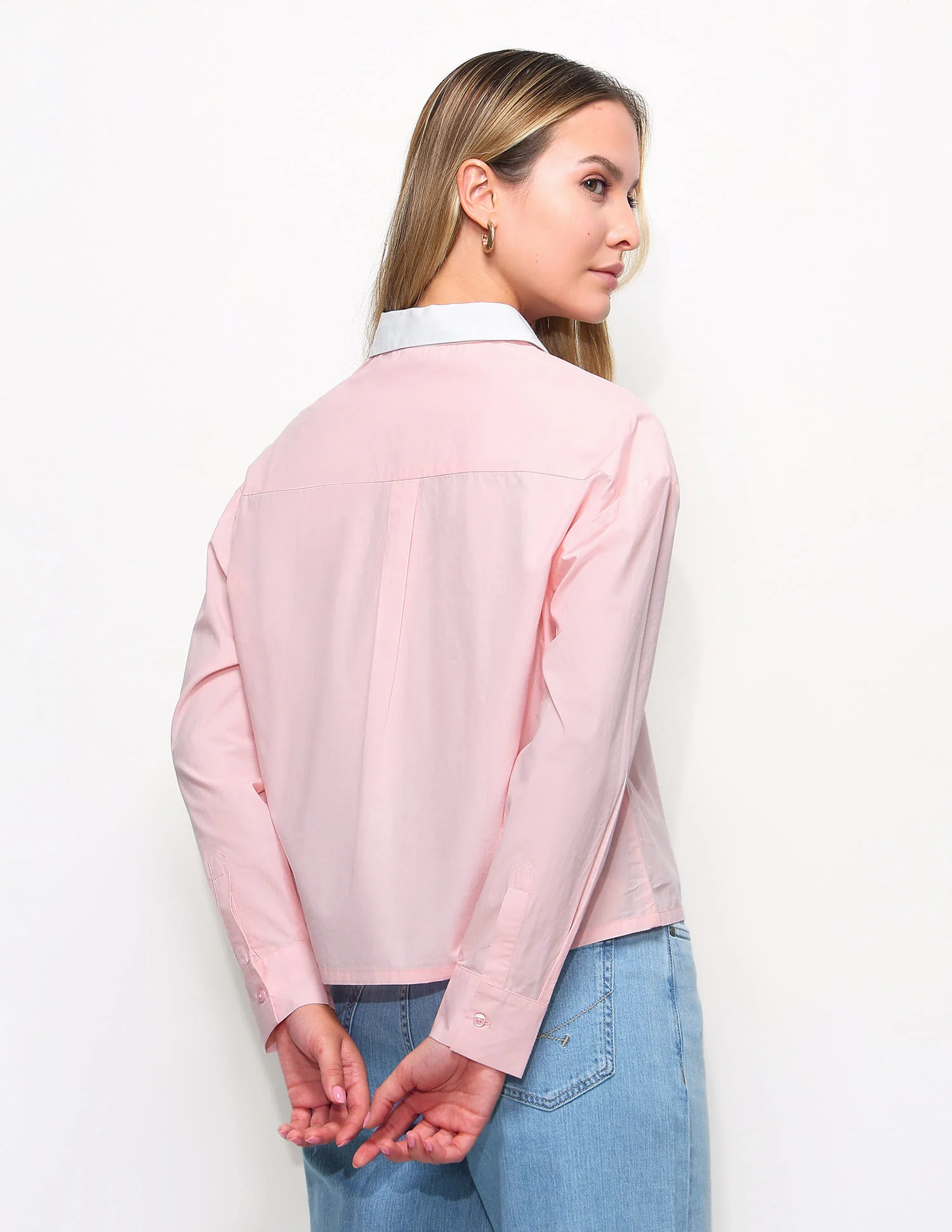 Contrast Collar Boxy Solid Shirt - Image 5