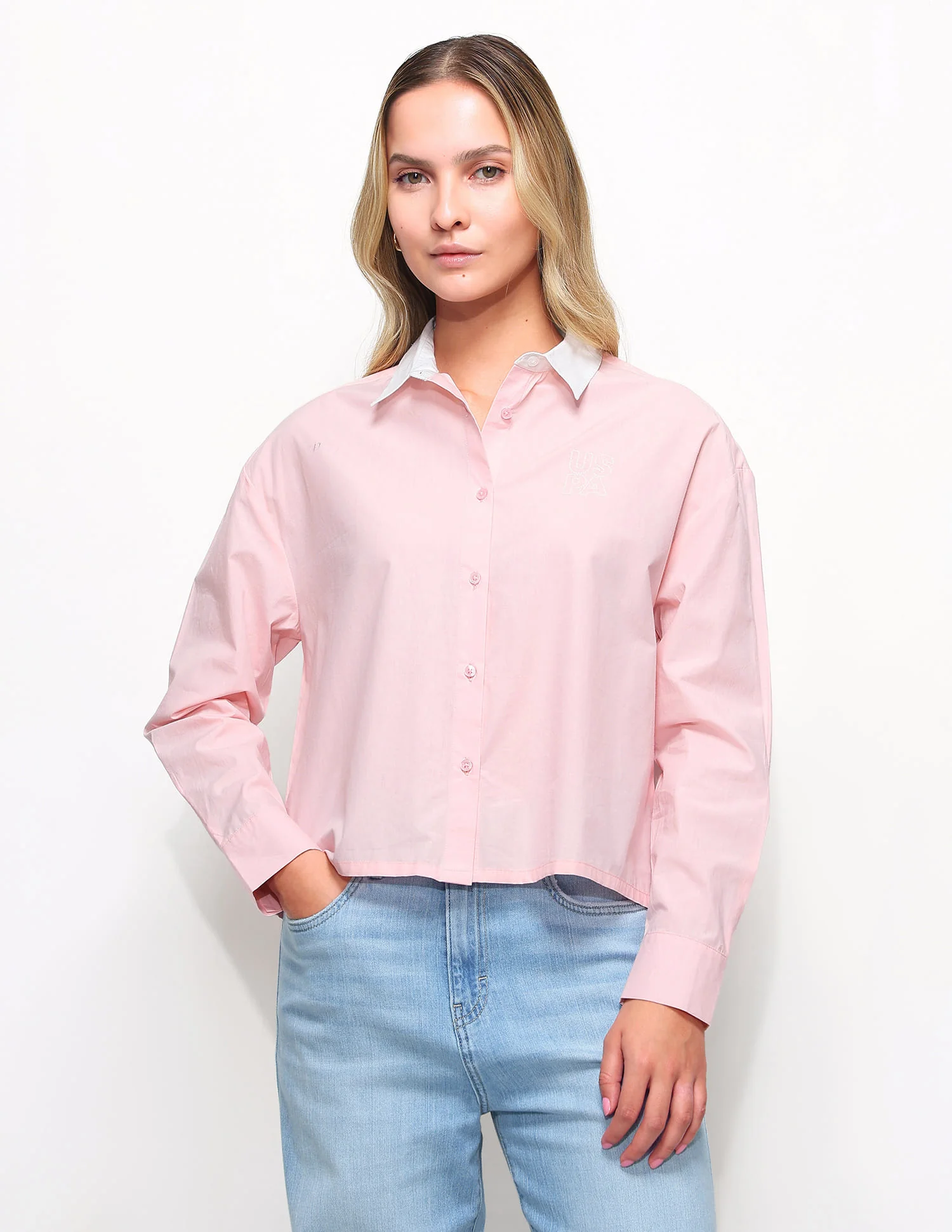 Contrast Collar Boxy Solid Shirt - Image 6