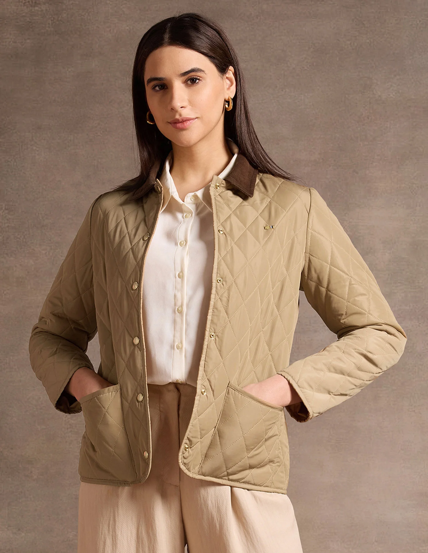 Contrast Collar Puffer Jacket