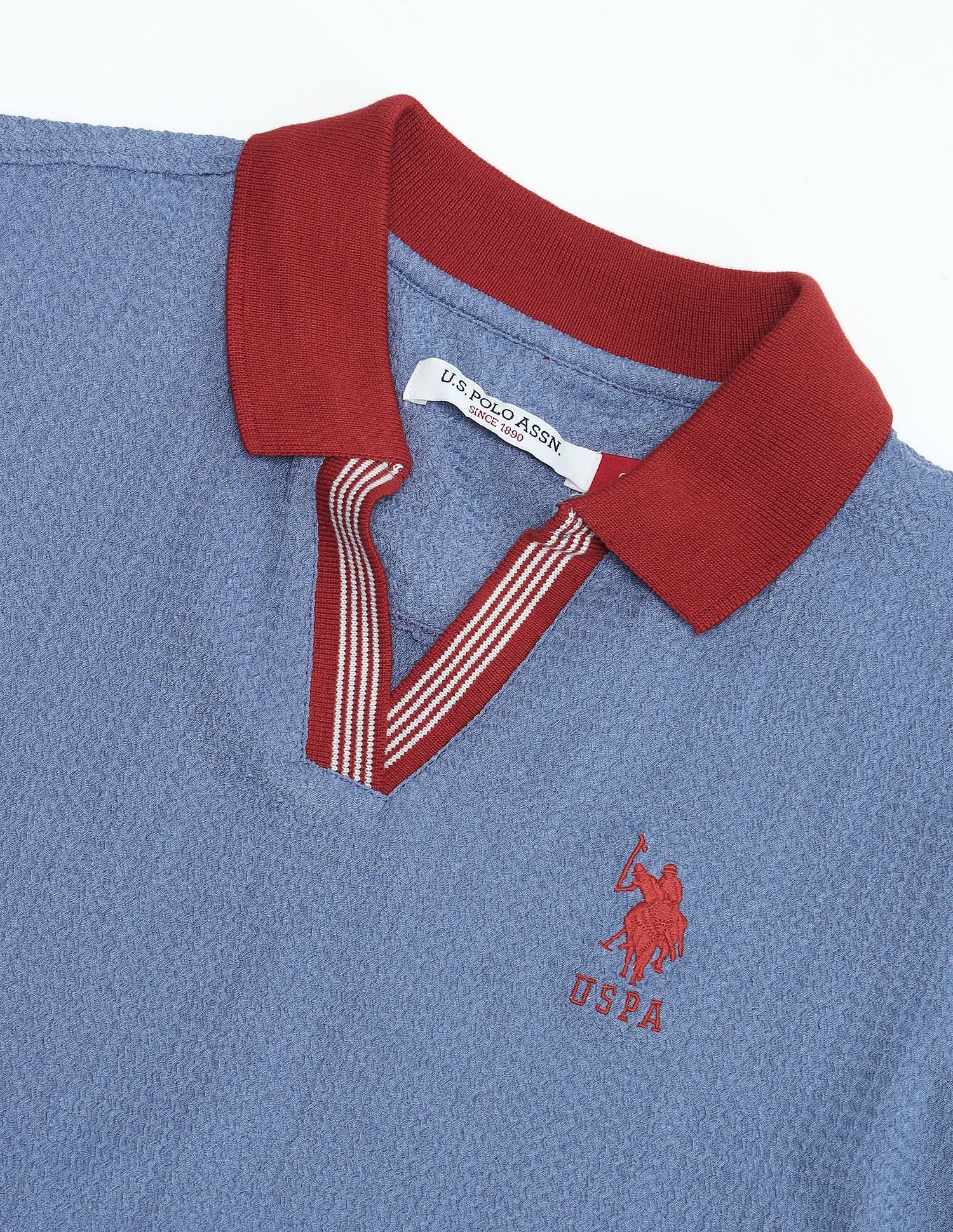 Contrast Collar Textured Polo Shirt - Image 8