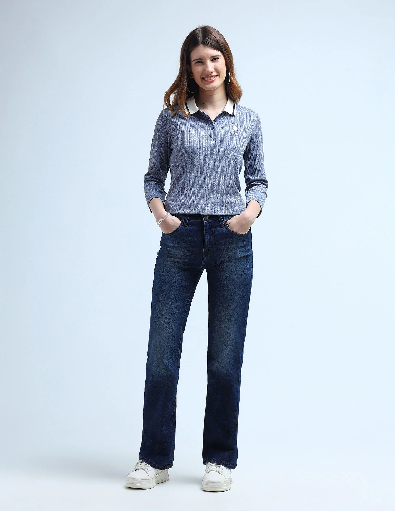 Contrast Collar Textured Polo Shirt - Image 3