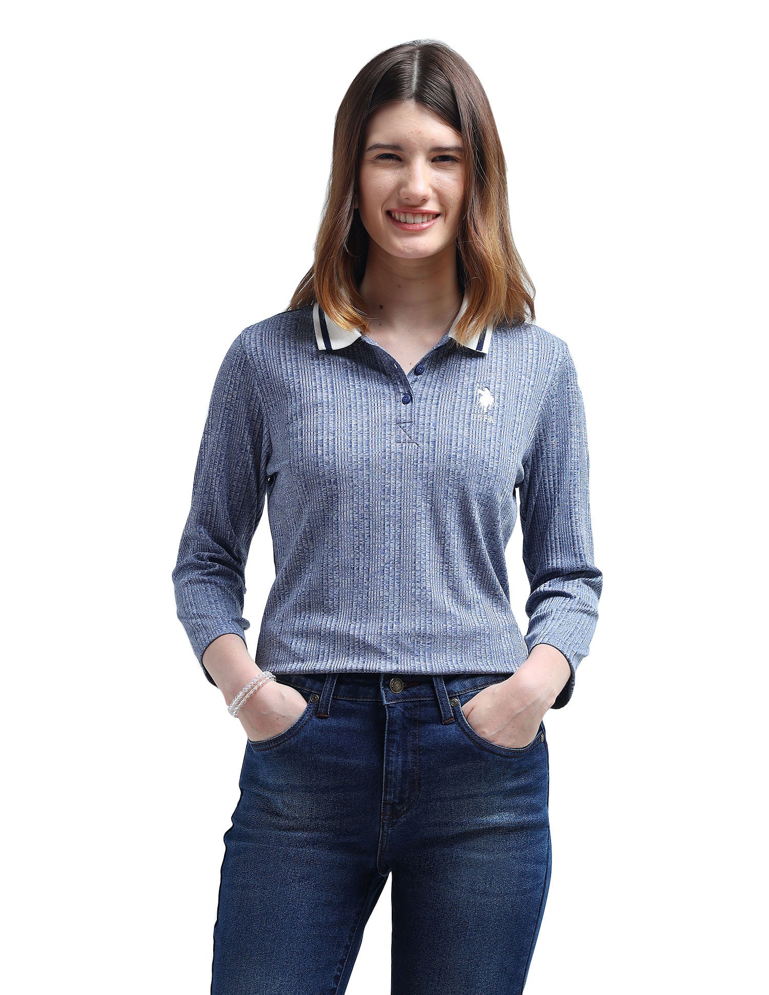 Contrast Collar Textured Polo Shirt - Image 6