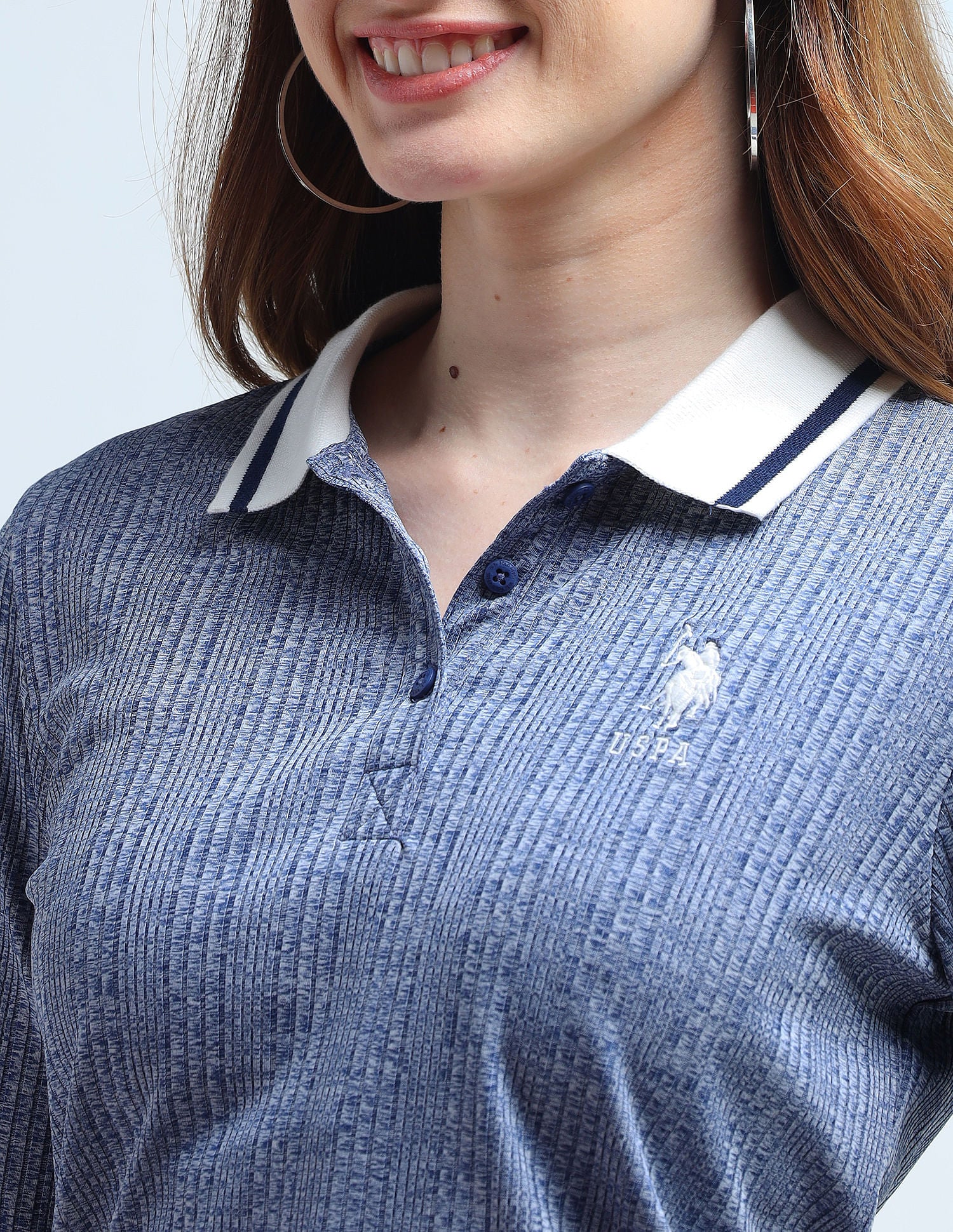 Contrast Collar Textured Polo Shirt - Image 8