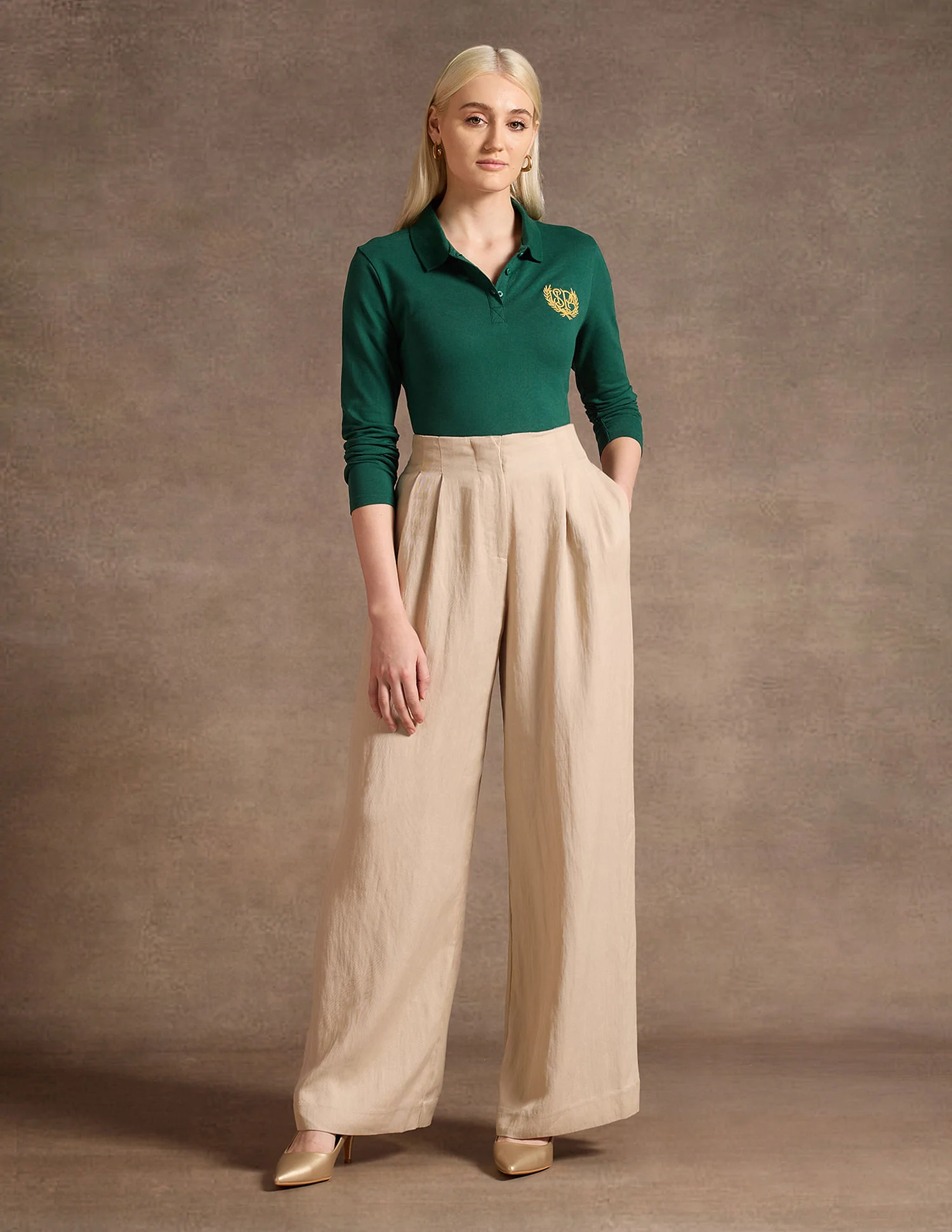 Crest Logo Long Sleeve Polo Shirt - Image 3