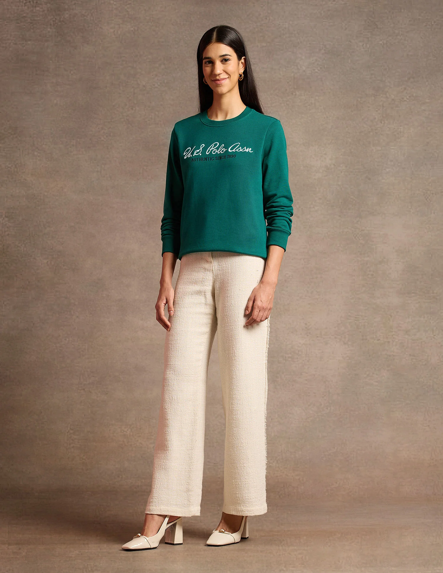 Crew Neck Brand Embroidered Sweatshirt - Image 3