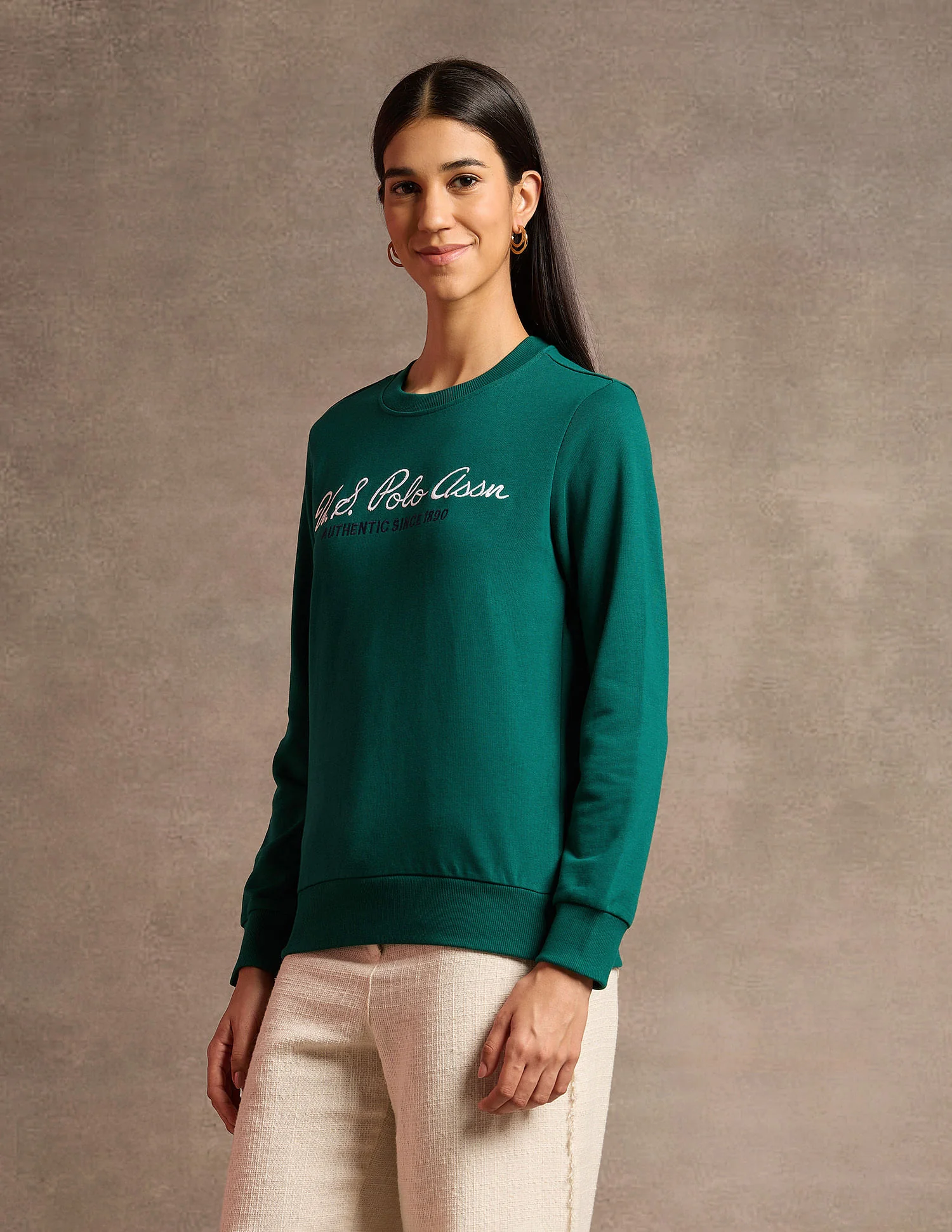 Crew Neck Brand Embroidered Sweatshirt - Image 4