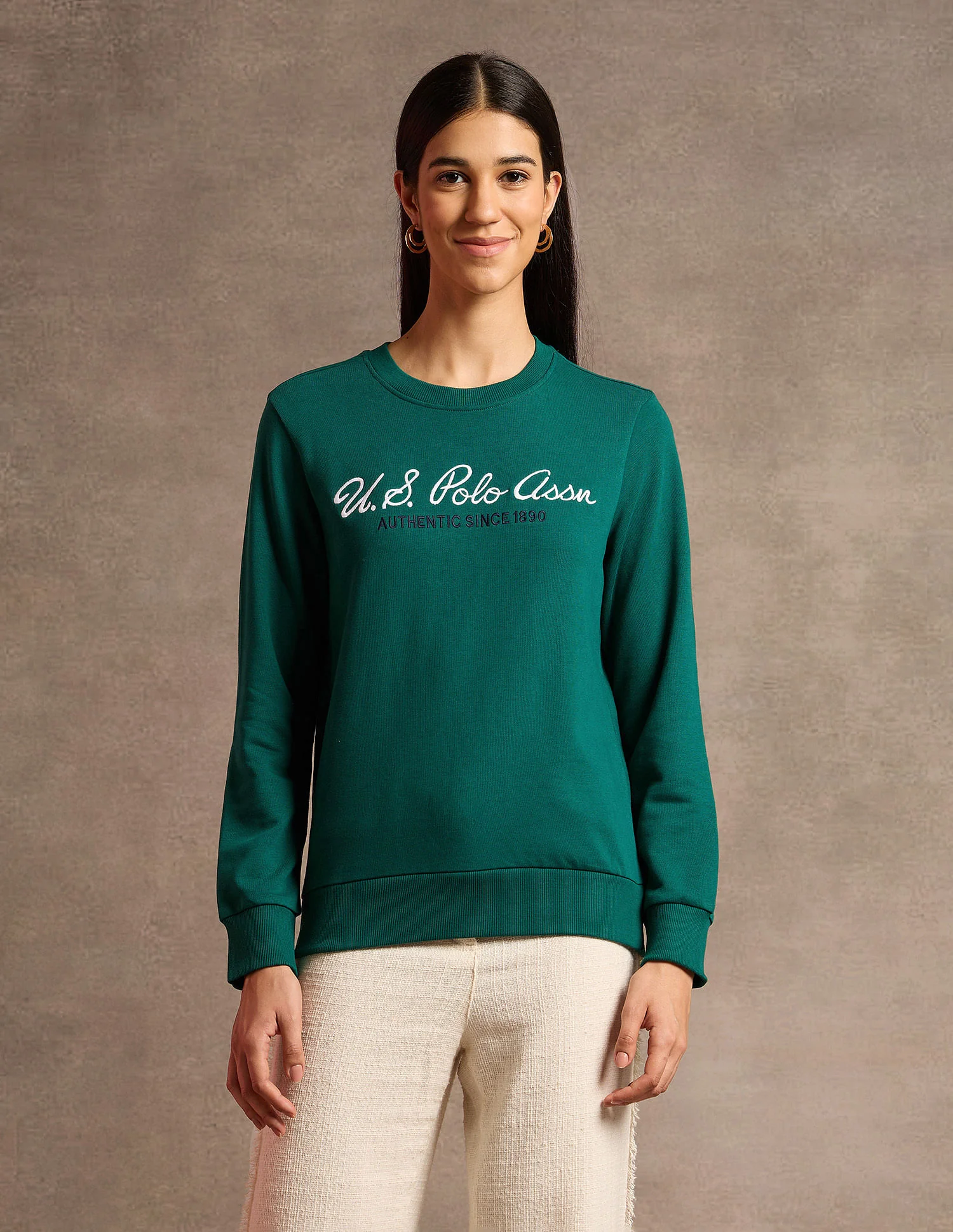 Crew Neck Brand Embroidered Sweatshirt - Image 6