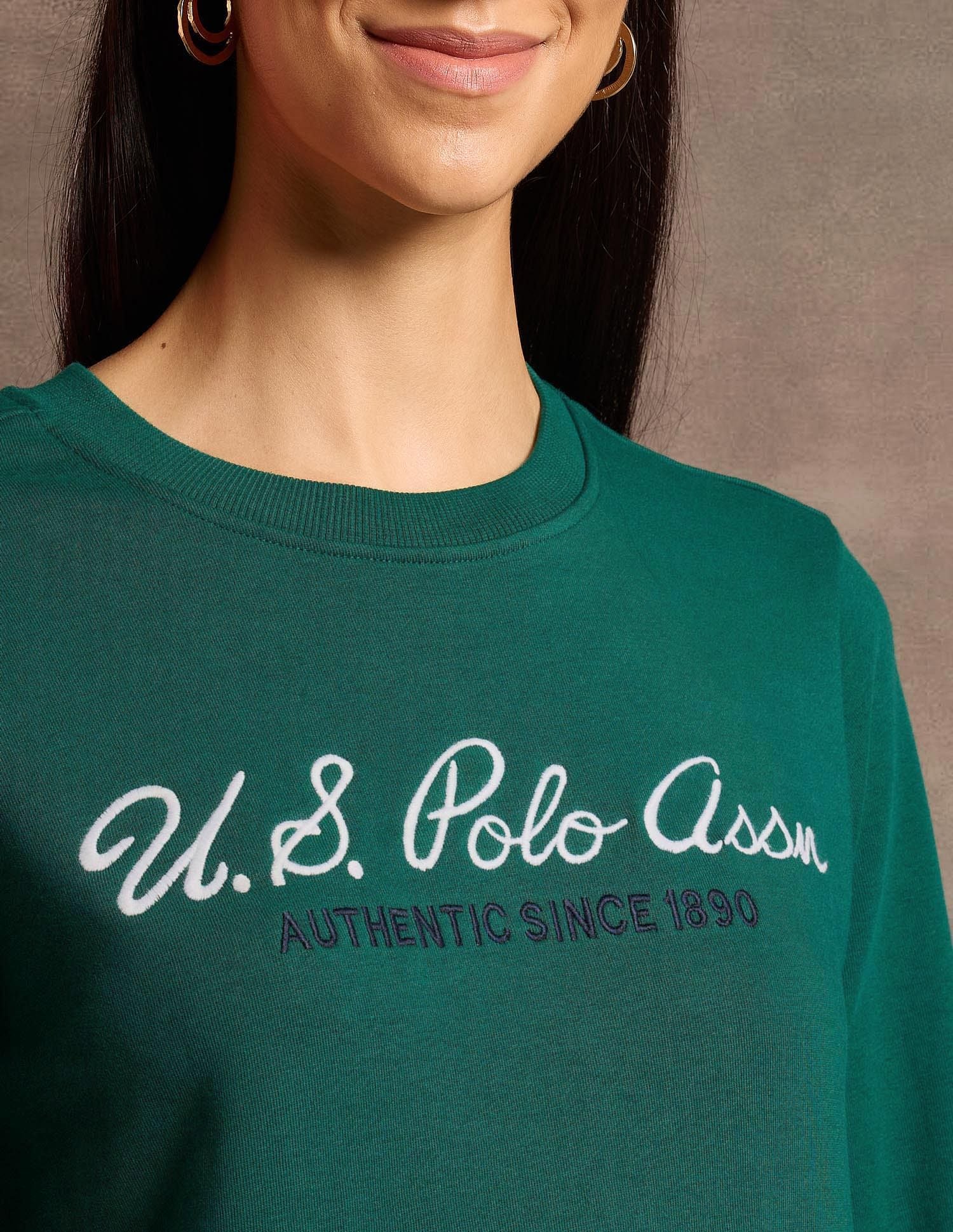 Crew Neck Brand Embroidered Sweatshirt - Image 7