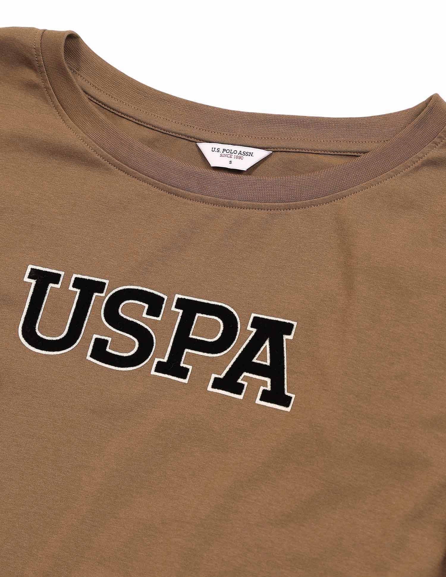 Crew Neck Drop Shoulder Full Sleeves Tshirt With Flock Print - Image 8
