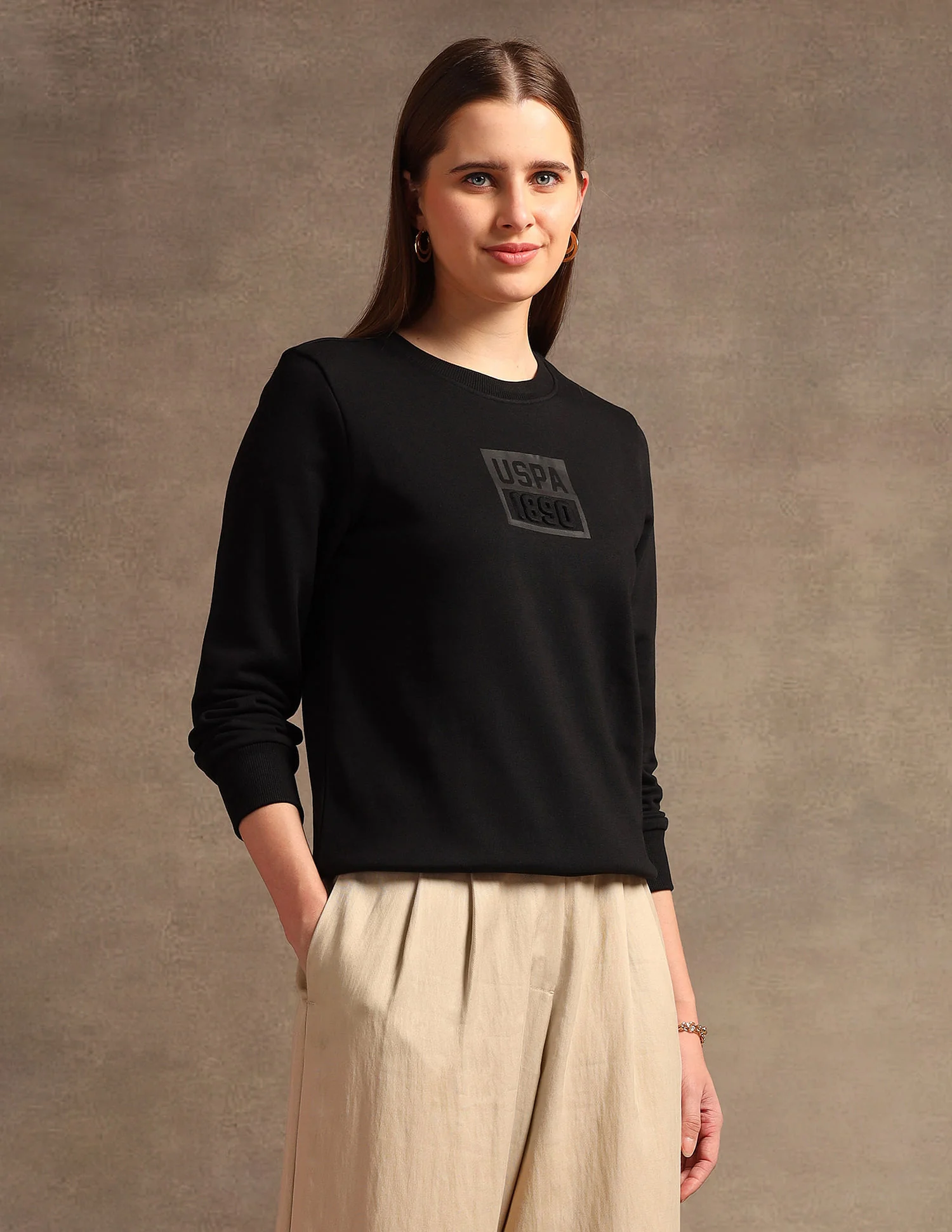 Crew Neck Embossed Logo Sweatshirt