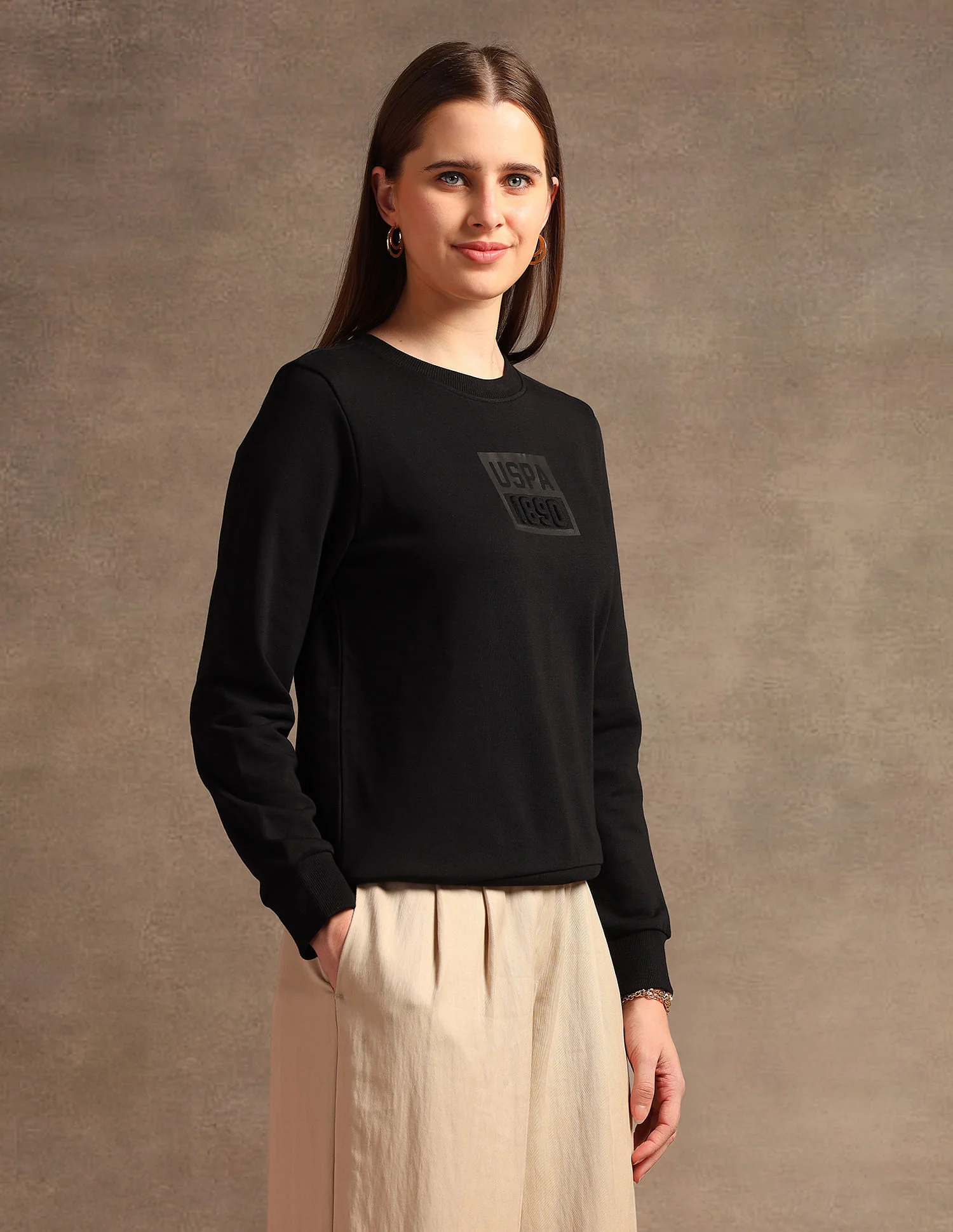 Crew Neck Embossed Logo Sweatshirt - Image 4