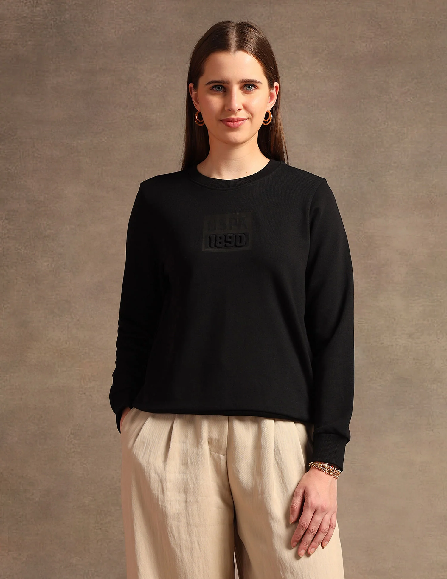 Crew Neck Embossed Logo Sweatshirt - Image 6