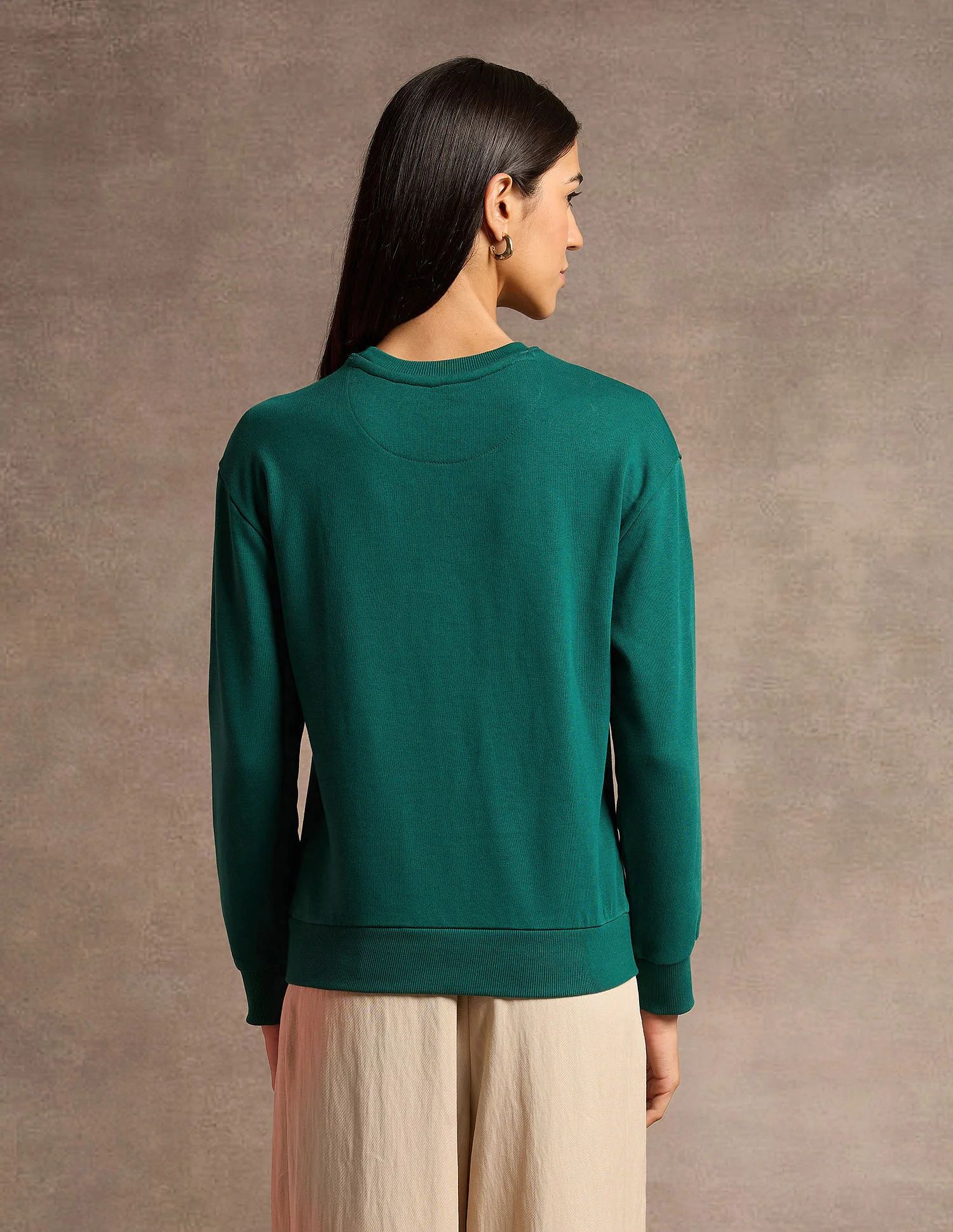 Crew Neck Logo Embroidered Sweatshirt - Image 5