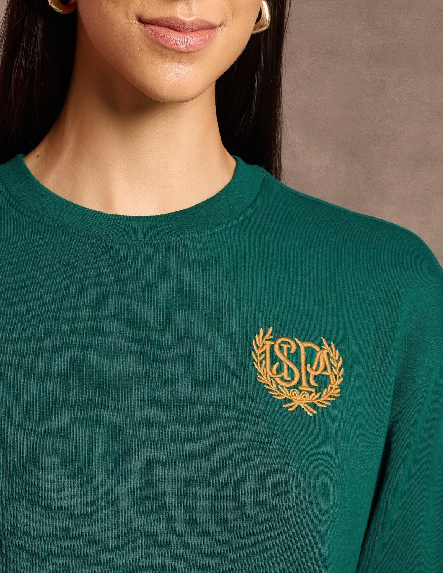 Crew Neck Logo Embroidered Sweatshirt - Image 7