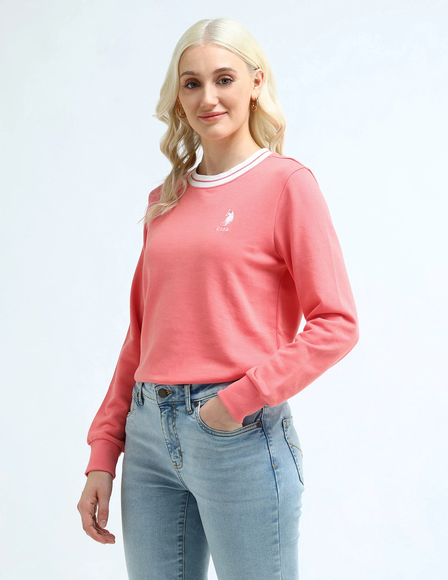 Crew Neck Solid Sweatshirt