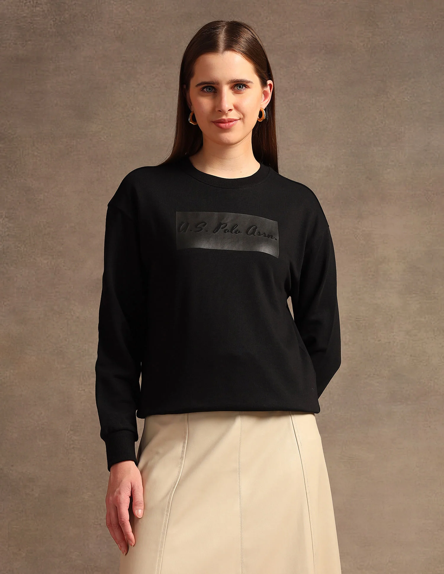 Crew Neck Tonal Graphic Print Sweatshirt - Image 6