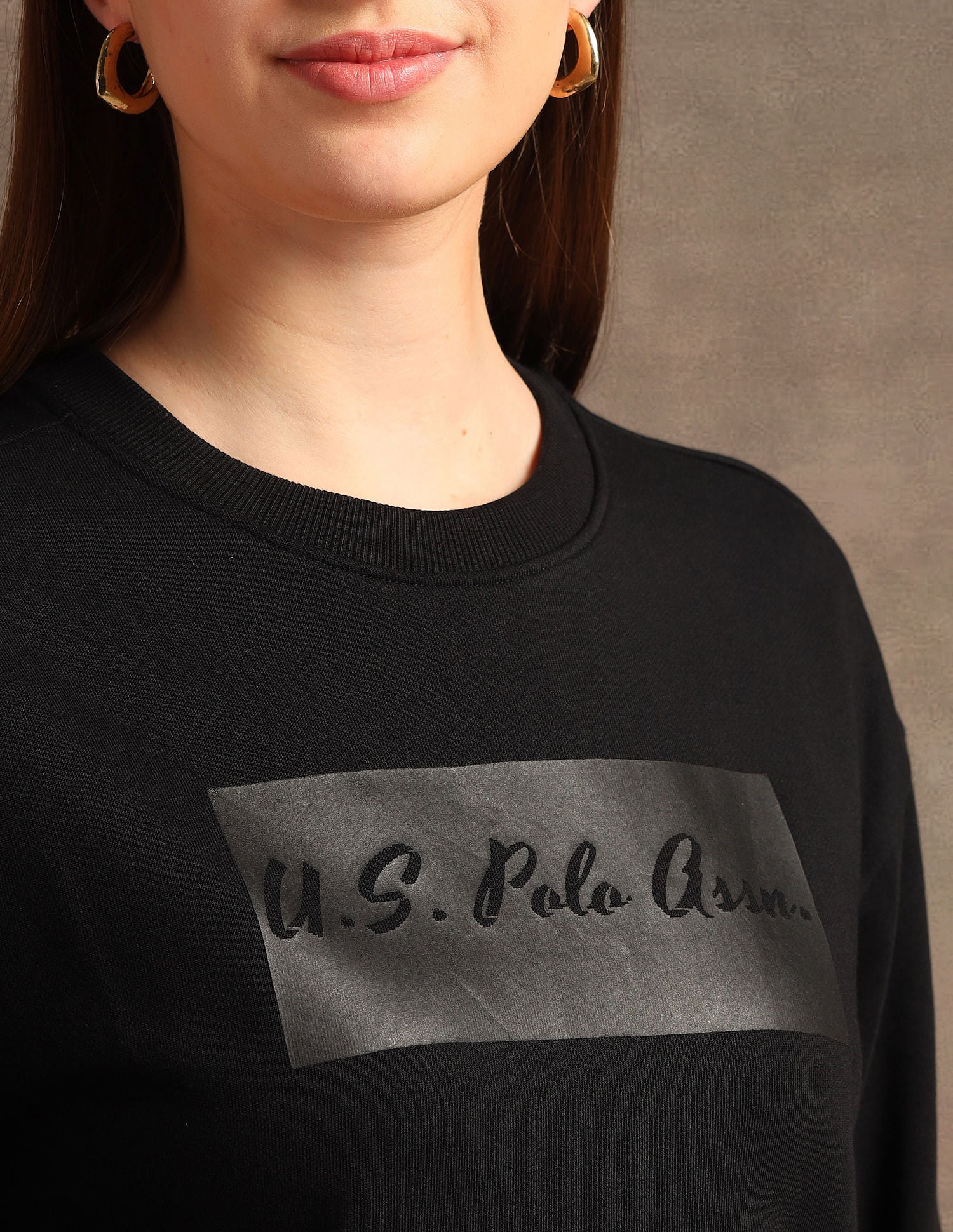 Crew Neck Tonal Graphic Print Sweatshirt - Image 7