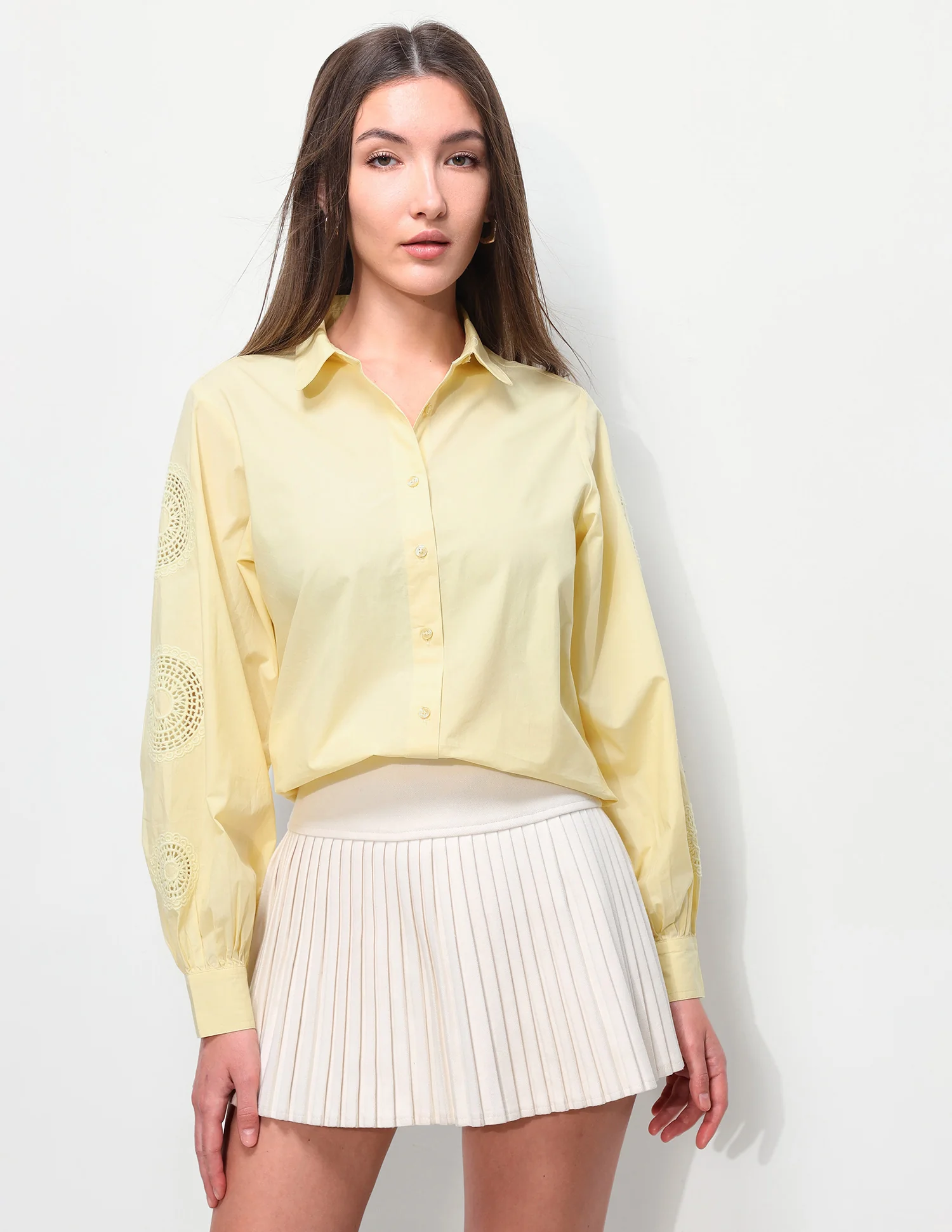 Crochet Solid Relaxed Fit Shirt