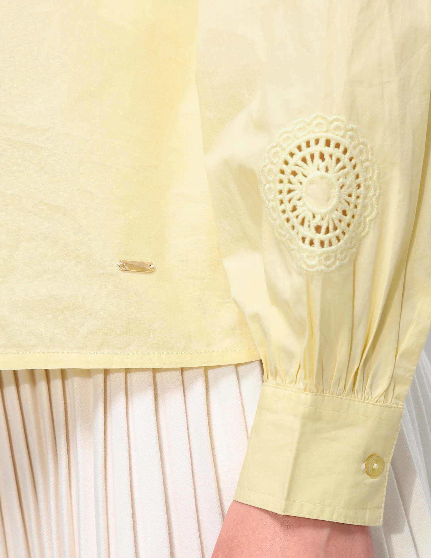 Crochet Solid Relaxed Fit Shirt - Image 10